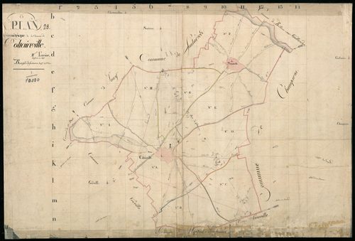 Tableau d'assemblage du plan cadastral parcellaire de la commune de Coltainville, Canton de Chartres-Nord, Arrondissement de Chartres / Terminé en 1808 (...) par Monsieur Boutefol-Defontaine, Ingénieur 1ère classe.