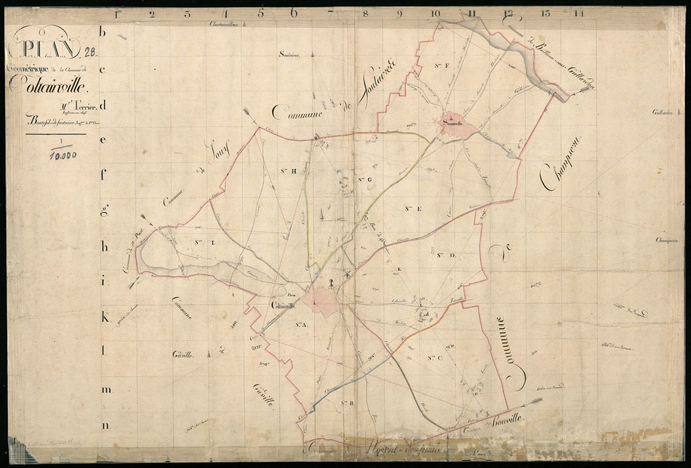 Tableau d'assemblage du plan cadastral parcellaire de la commune de Coltainville, Canton de Chartres-Nord, Arrondissement de Chartres / Terminé en 1808 (...) par Monsieur Boutefol-Defontaine, Ingénieur 1ère classe.