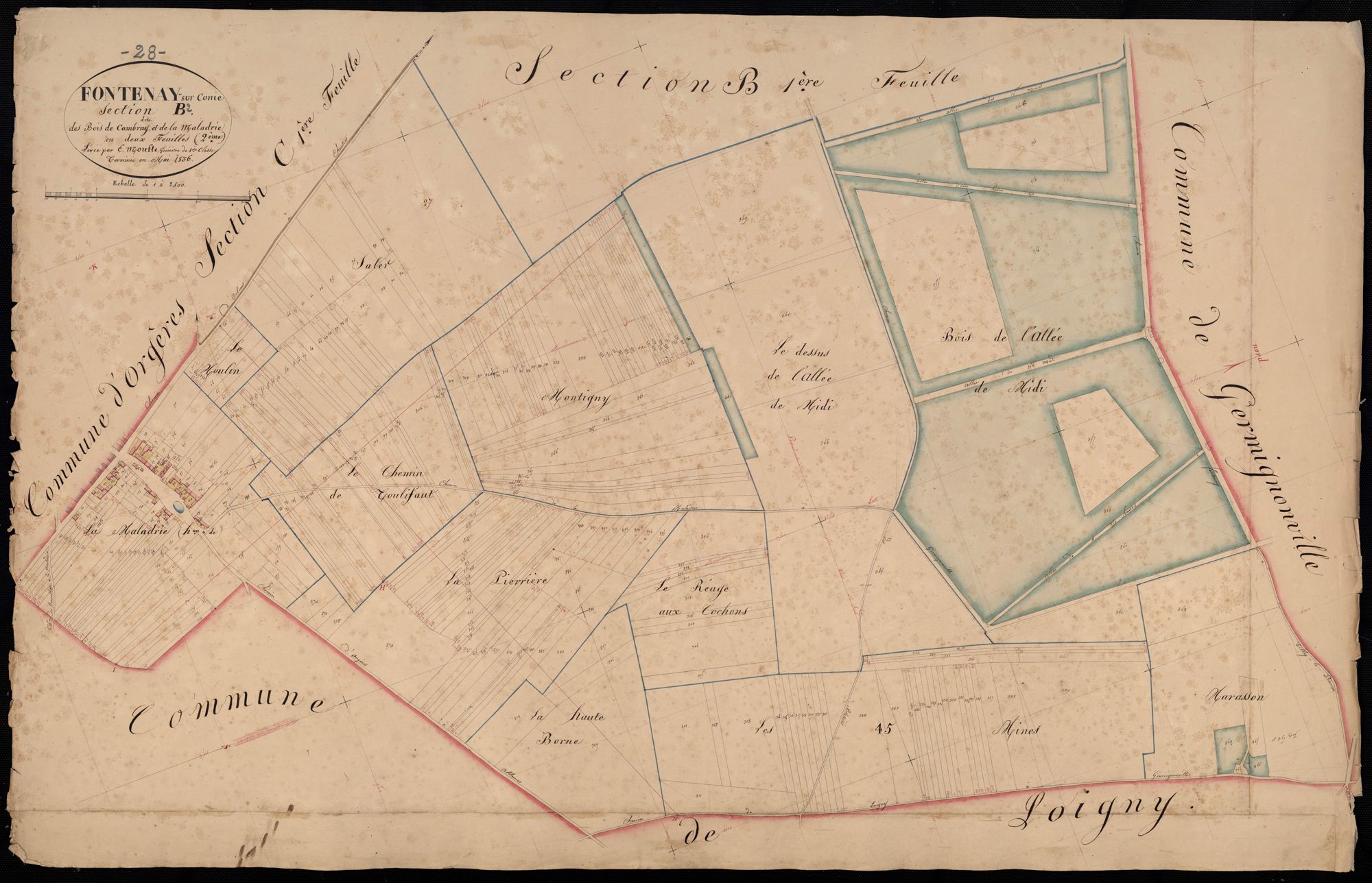 Section B, les Bois de Cambray et la Maladrie, feuille 2.
