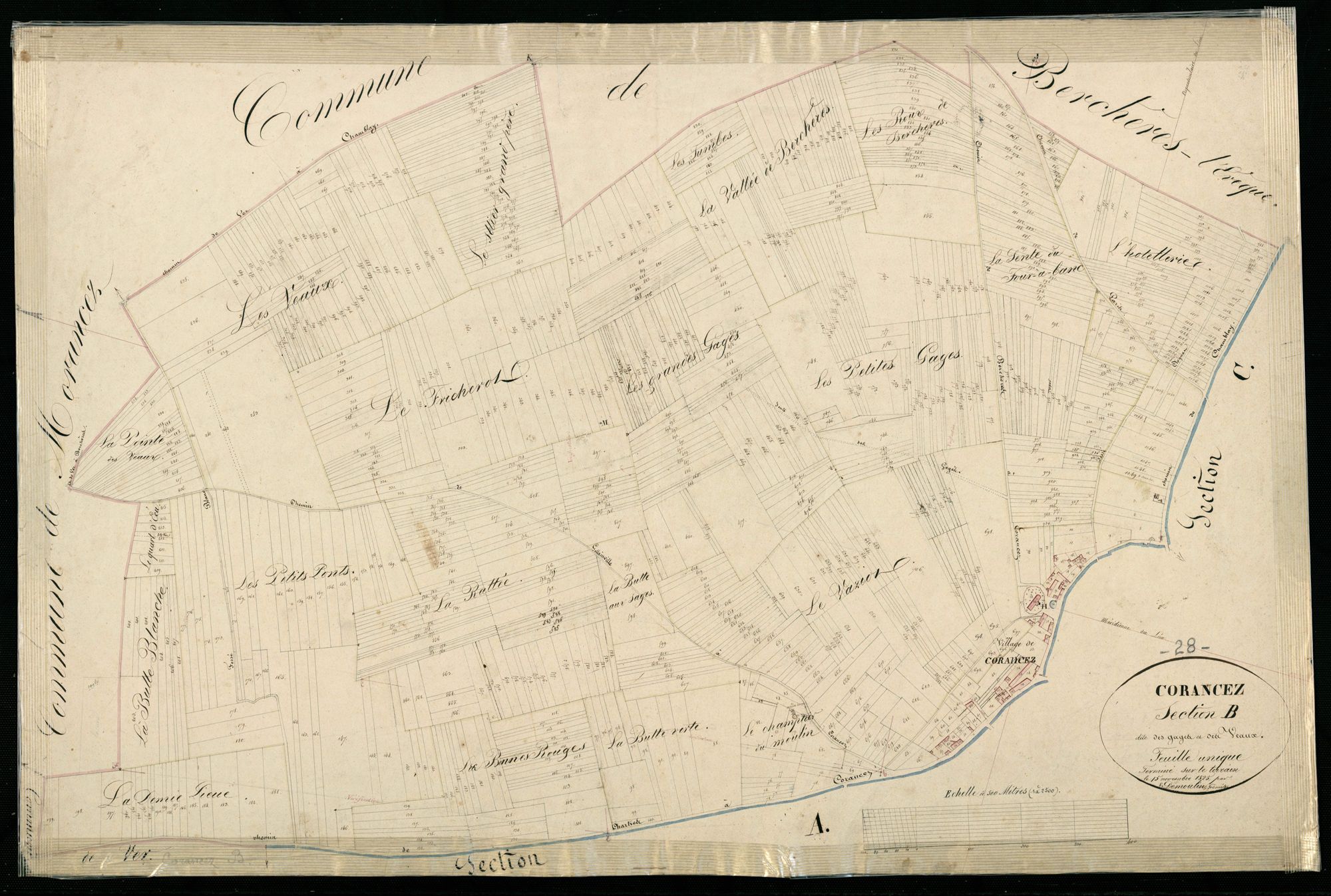 Section B, les Gages et les Veaux, en une feuille / Terminée par Monsieur Démoulin, Géomètre.
