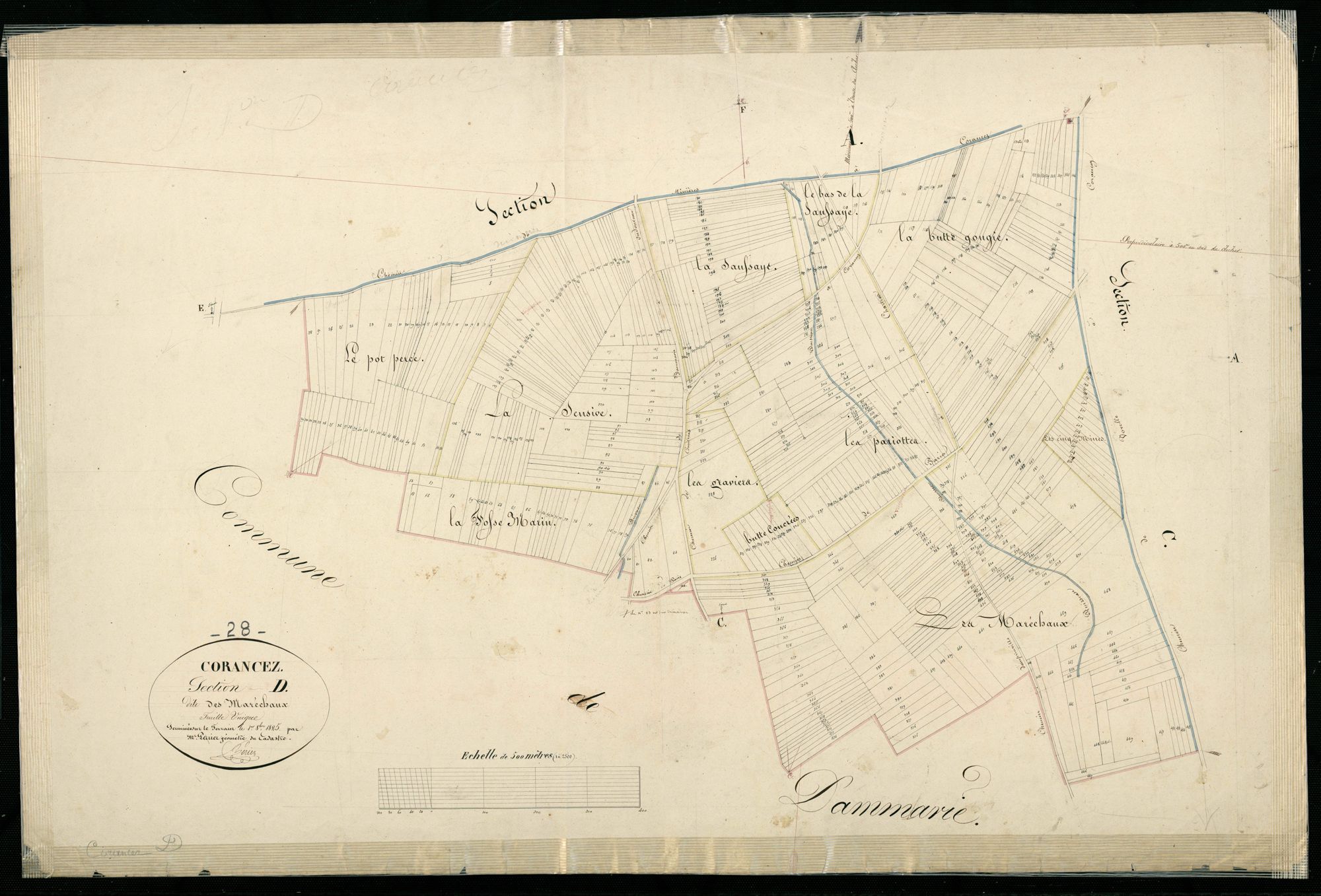 Section D, les Maréchaux, en une feuille / Terminée par Monsieur Perrier, Géomètre du cadastre.
