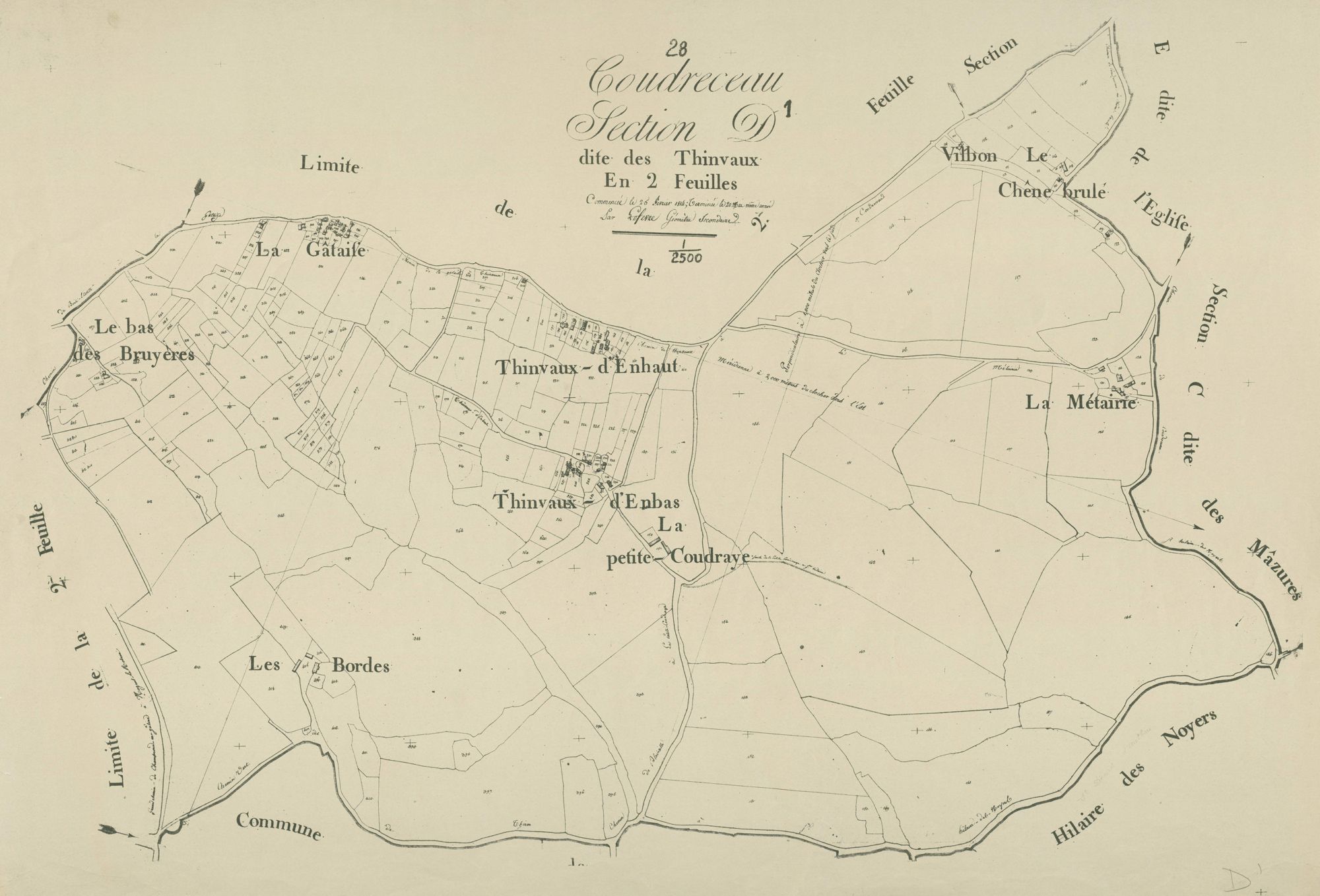 Section D, les Thinvaux, feuille 1.