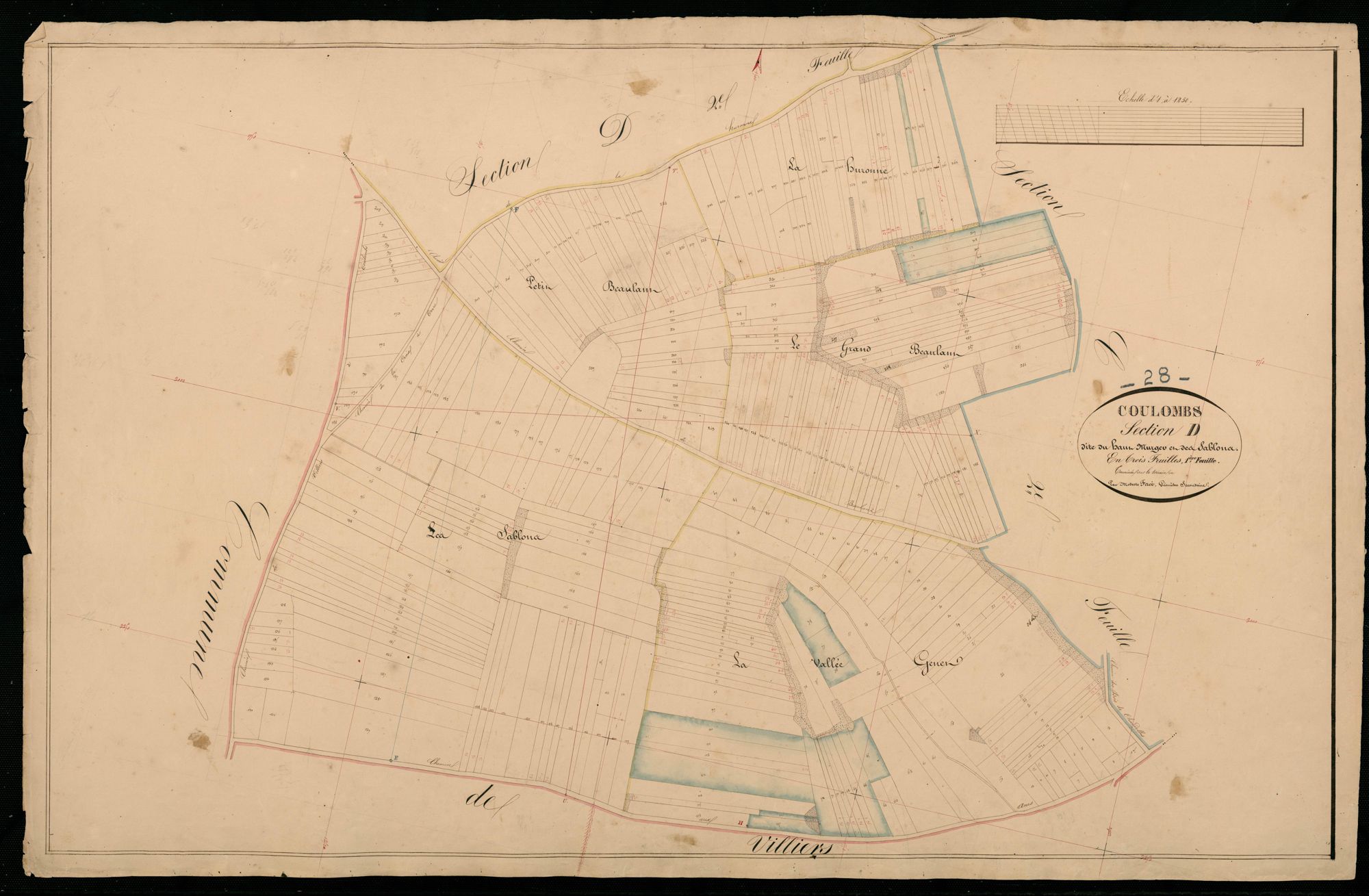 Section D, le Haut Murger et les Sablons, feuille 1 / Terminée par Monsieur Favé, Géomètre secondaire.