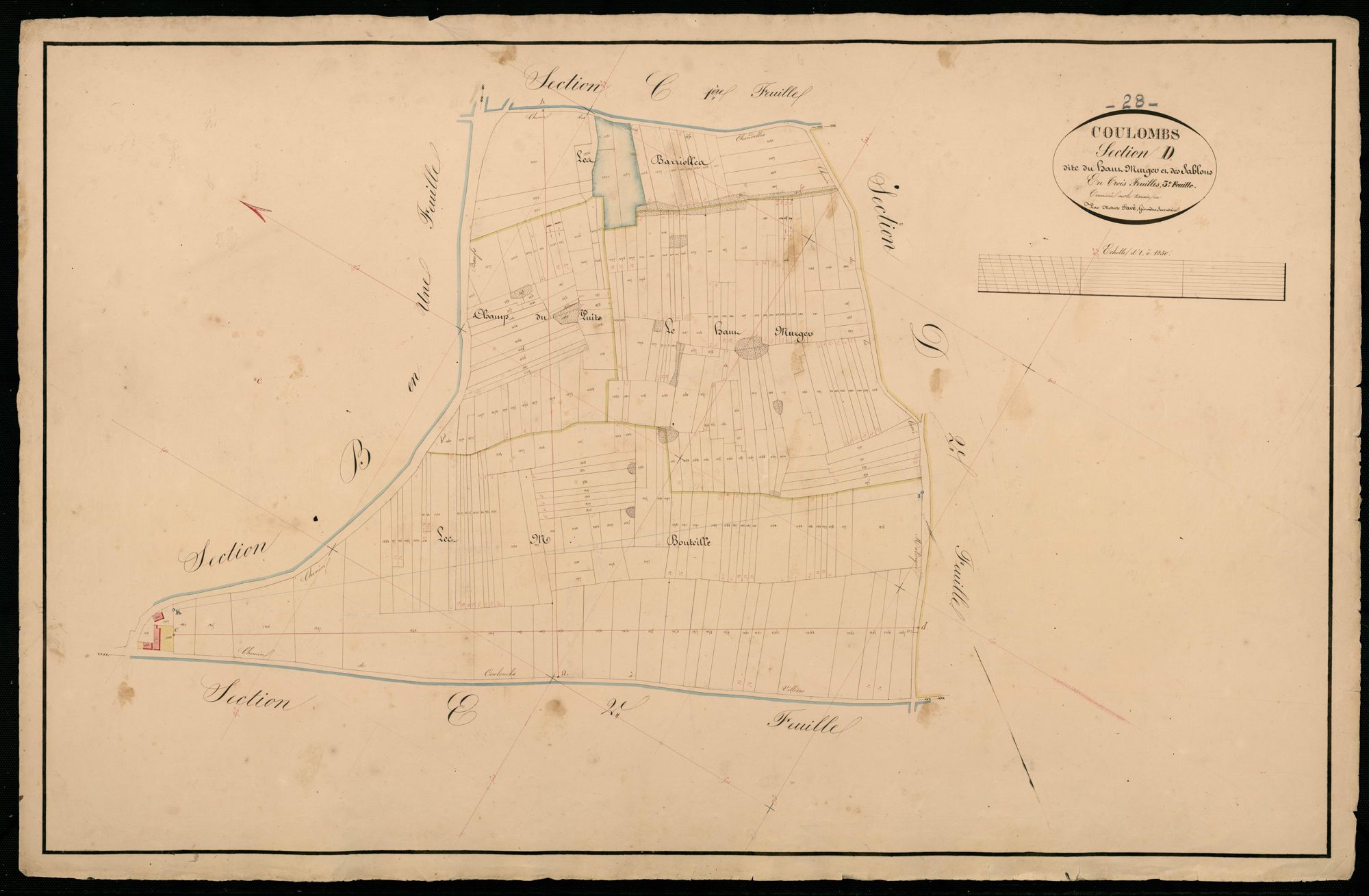 Section D, le Haut Murger et les Sablons, feuille 3 / Terminée par Monsieur Favé, Géomètre secondaire.