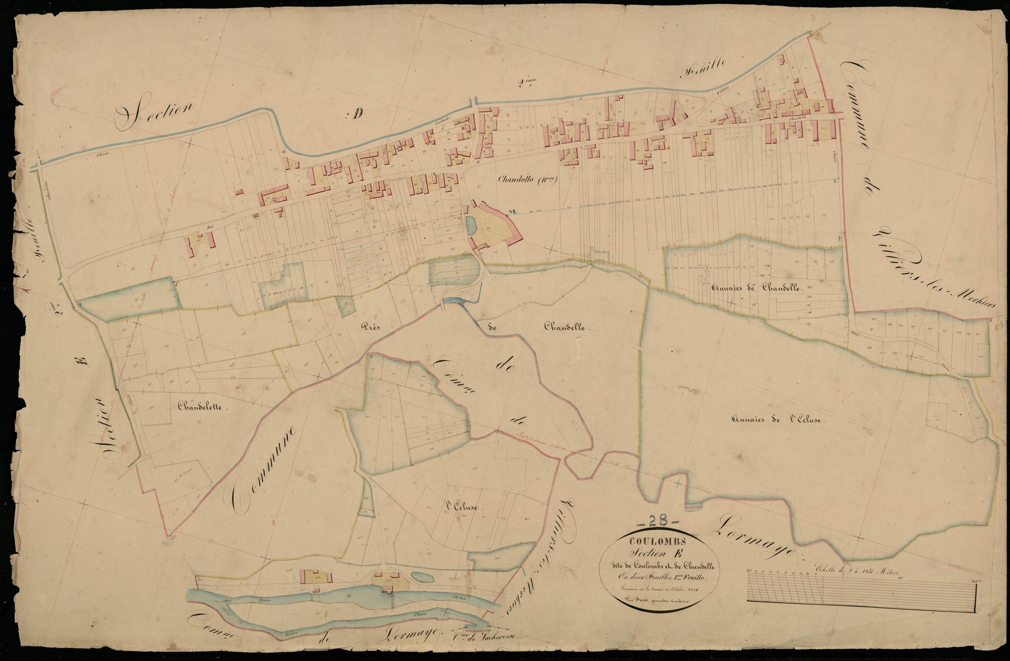 Section E, Coulombs et Chandelle, feuille 1 / Terminée par Monsieur Favé, Géomètre secondaire.