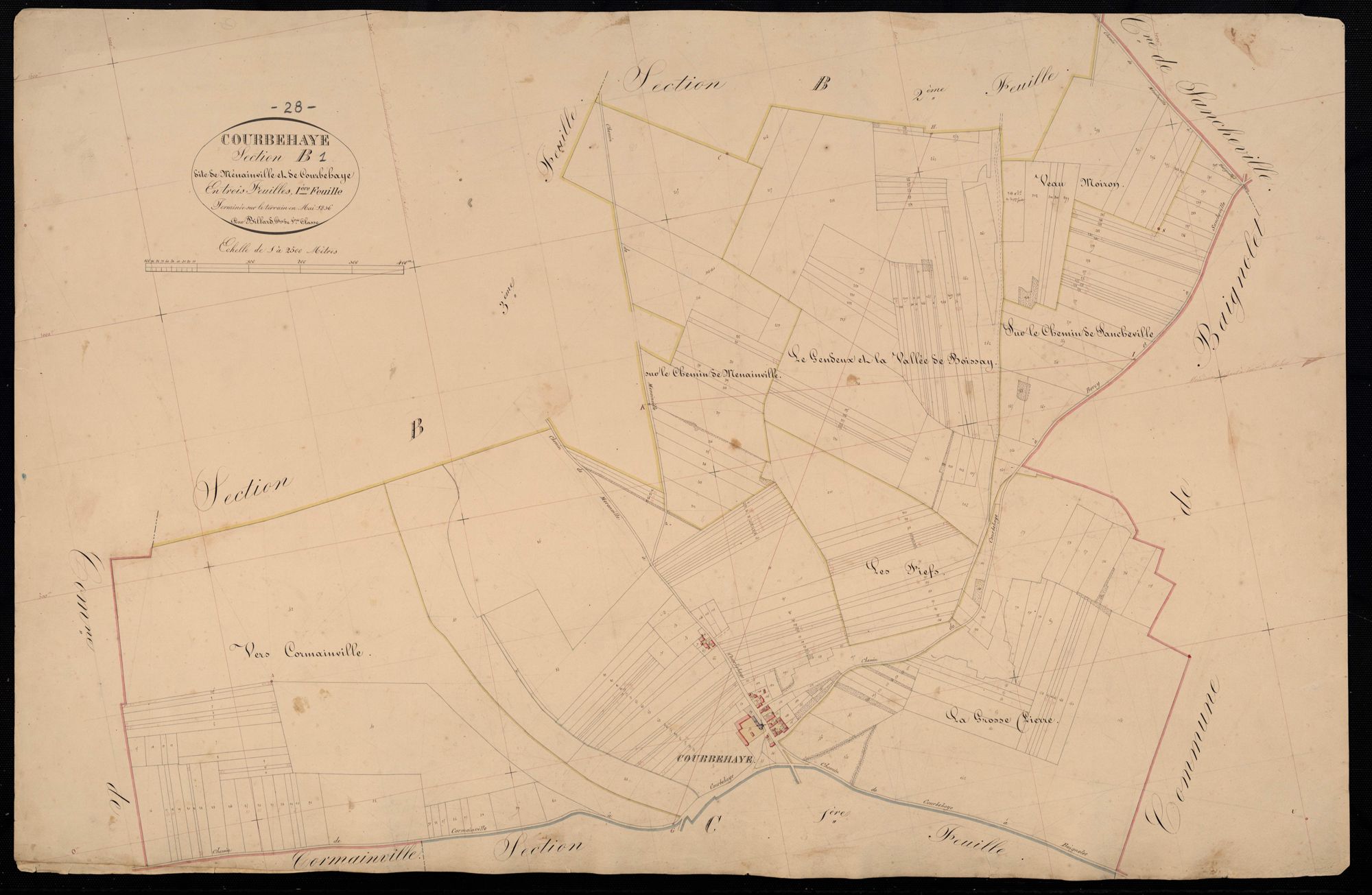 Section B, Ménainville et Courbehaye, feuille 1.