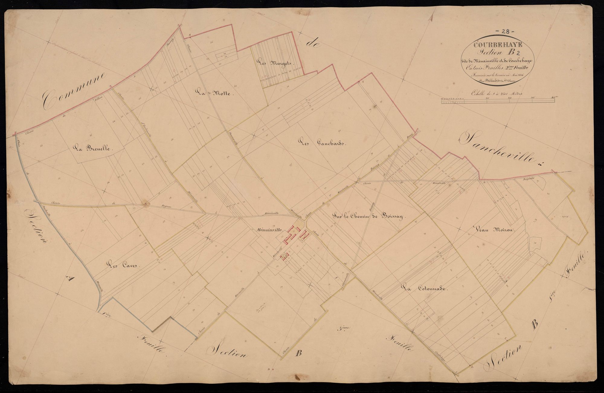 Section B, Ménainville et Courbehaye, feuille 2.