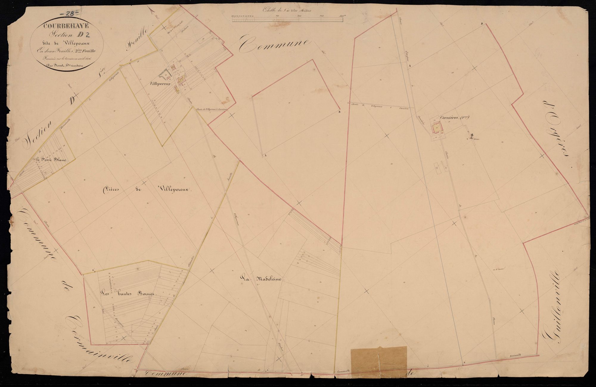 Section D, Villepereux, feuille 2 / Terminée sur le terrain par Monsieur Fissot, Géomètre secondaire.