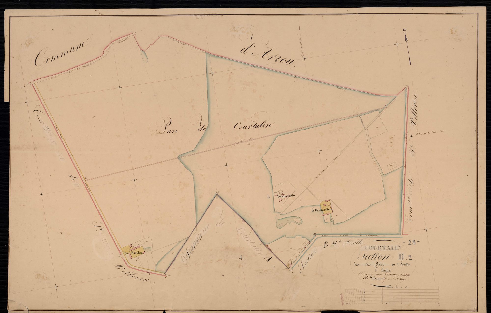 Section B, le Parc, feuille 2 / Terminée sur le terrain par Monsieur Lelouatre, Géomètre de 1ère classe.