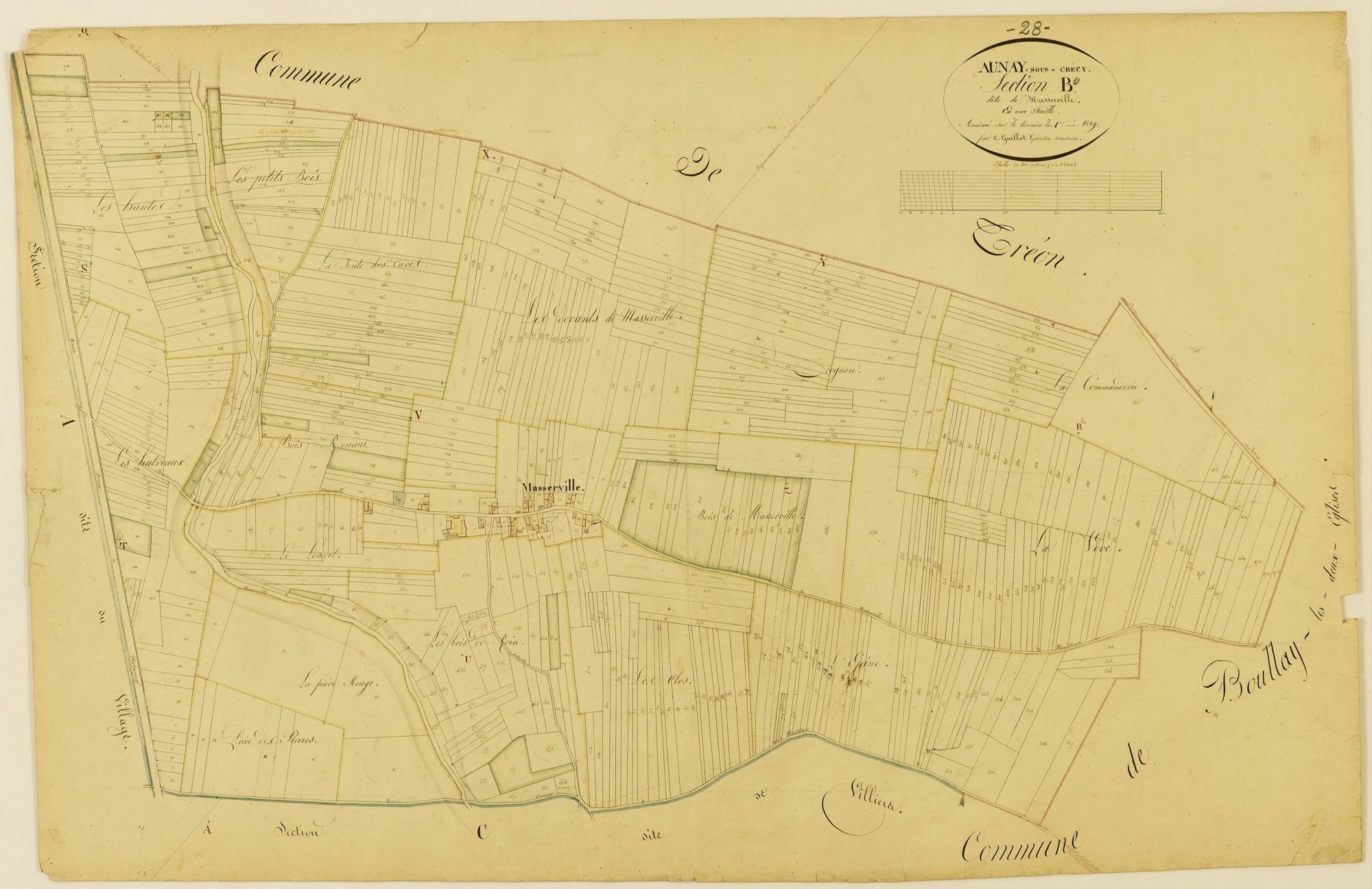 Section B, Masserville en une feuille / Terminée par Monsieur Guillot, Géomètre secondaire.