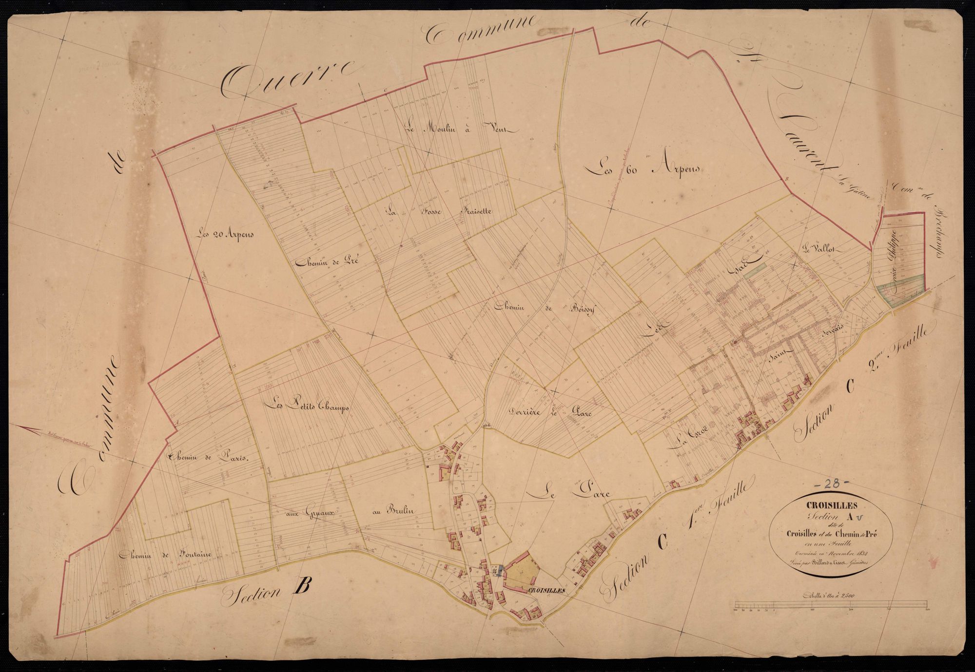 Section A, Croisilles et le Chemin de Pré, en une feuille.