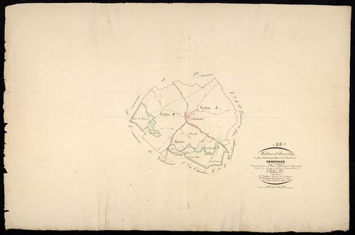 Tableau d'assemblage du plan cadastral parcellaire de la commune de Croisilles, Canton de Nogent-le-Roi, Arrondissement de Dreux / Terminé sur le terrain en 1834 (...) par Monsieur Billard, Géomètre de 1ère classe.