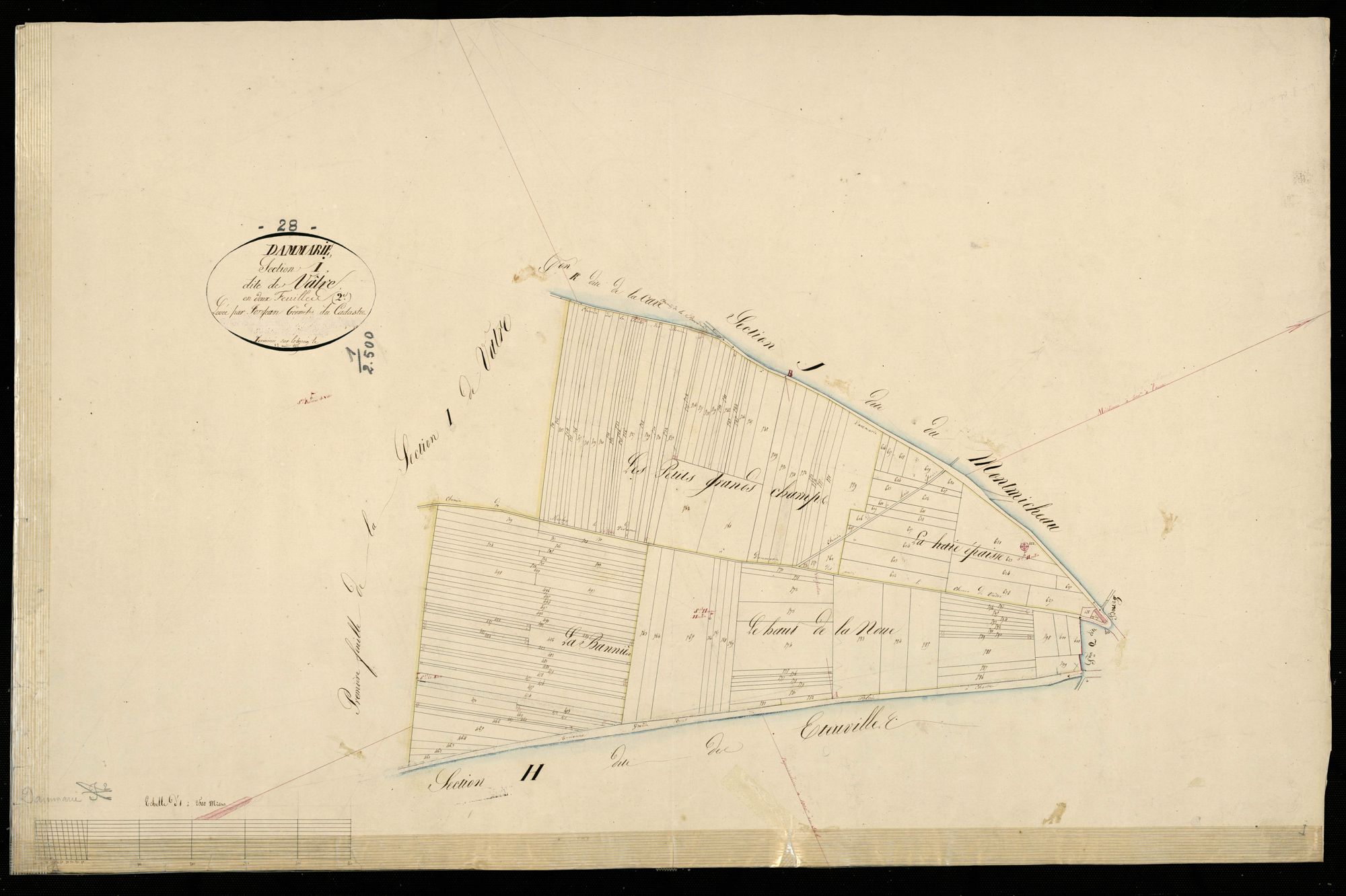 Section I, Vâtre, feuille 2 / Terminée sur le terrain par Monsieur Forgean, Géomètre du cadastre.