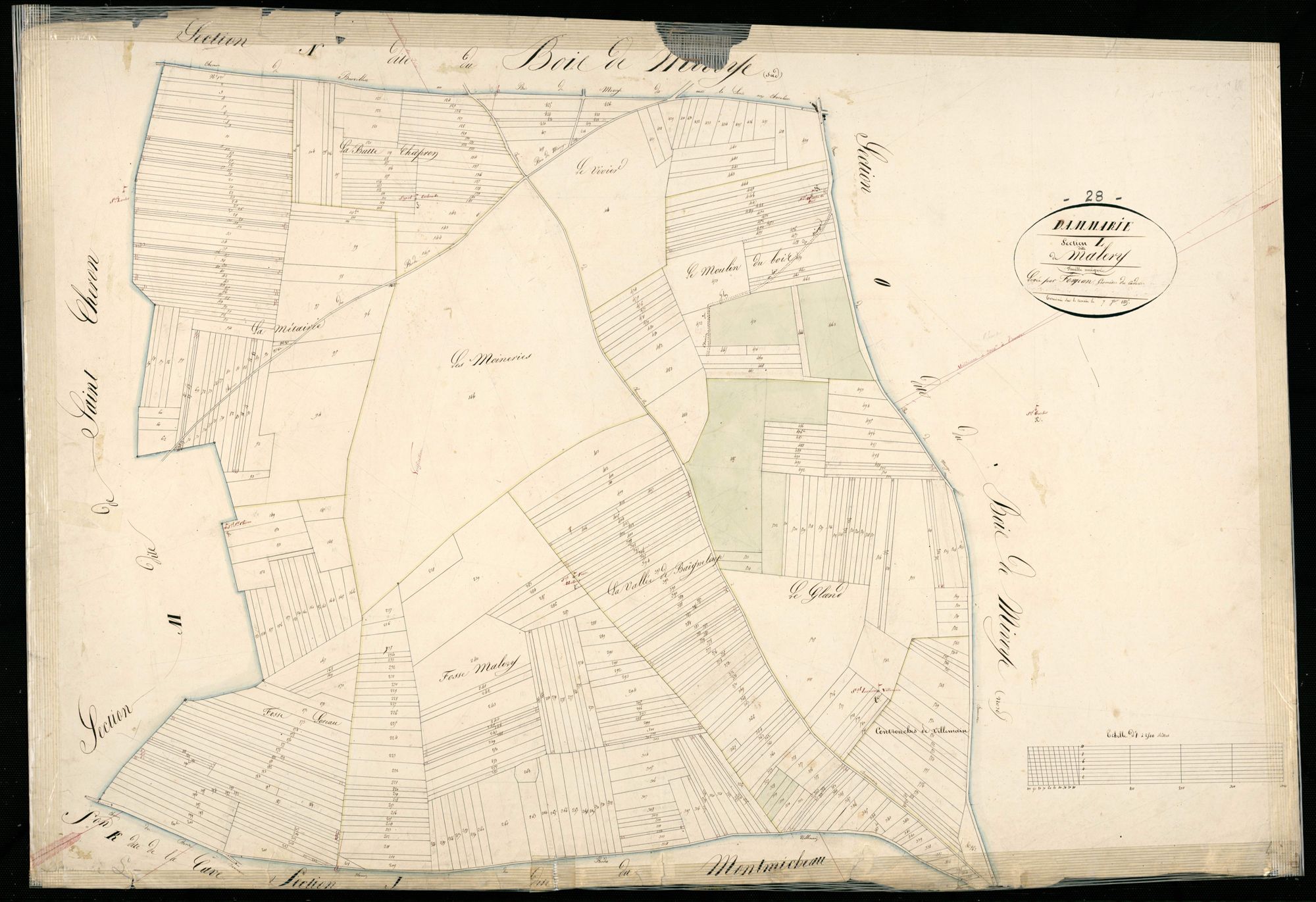 Section L, Malevy, en une feuille / Terminée sur le terrain par Monsieur Forgean, Géomètre du cadastre.