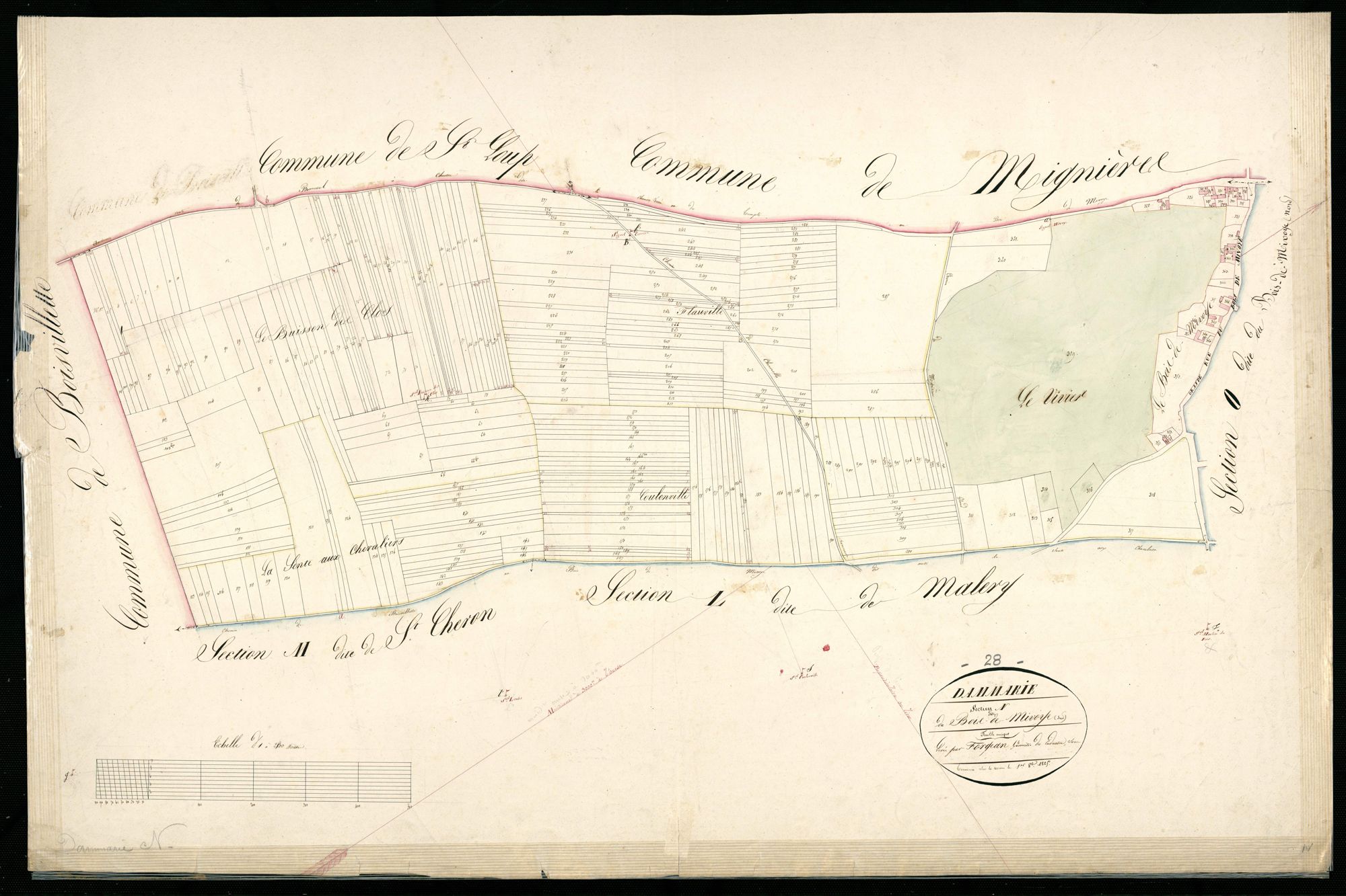 Section N, le Bois-de-Mivoye, en une feuille / Terminée sur le terrain par Monsieur Forgean, Géomètre du cadastre.