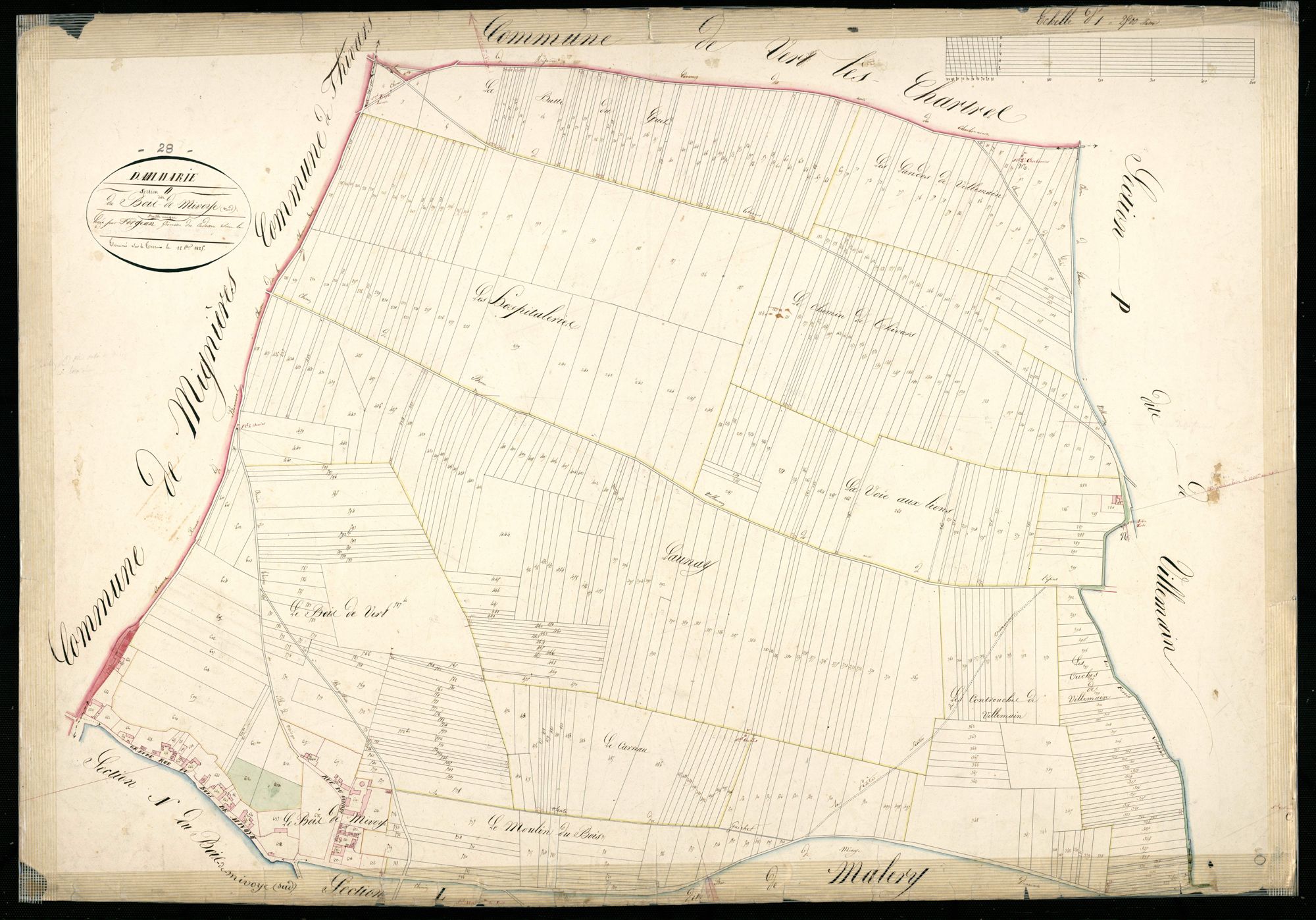 Section O, le Bois-de-Mivoye, en une feuille / Terminée sur le terrain par Monsieur Forgean, Géomètre du cadastre.