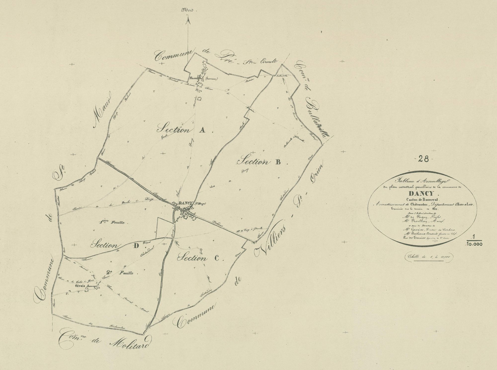Tableau d'assemblage du plan parcellaire.