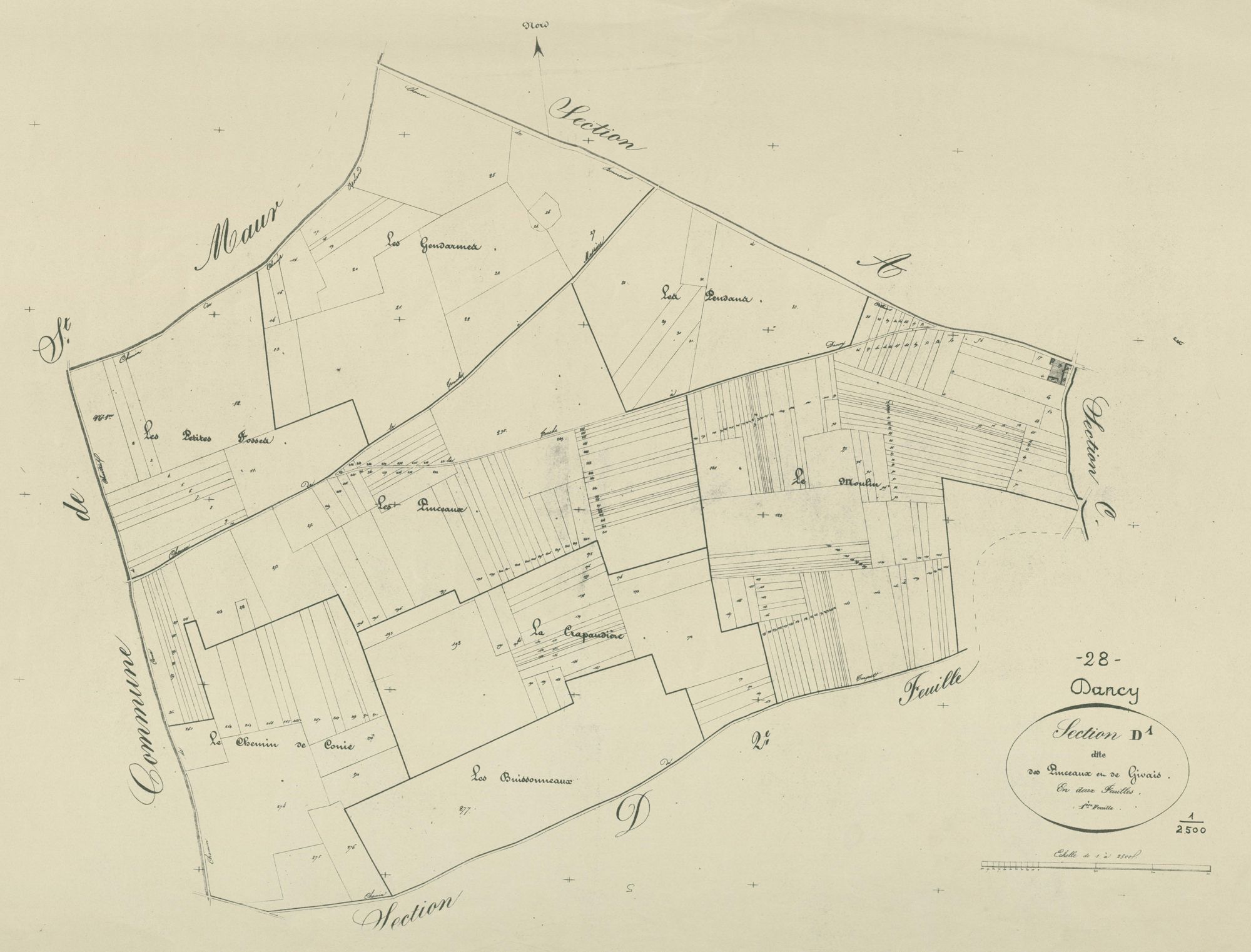 Section D, les Pinceaux et Givais, feuille 1.
