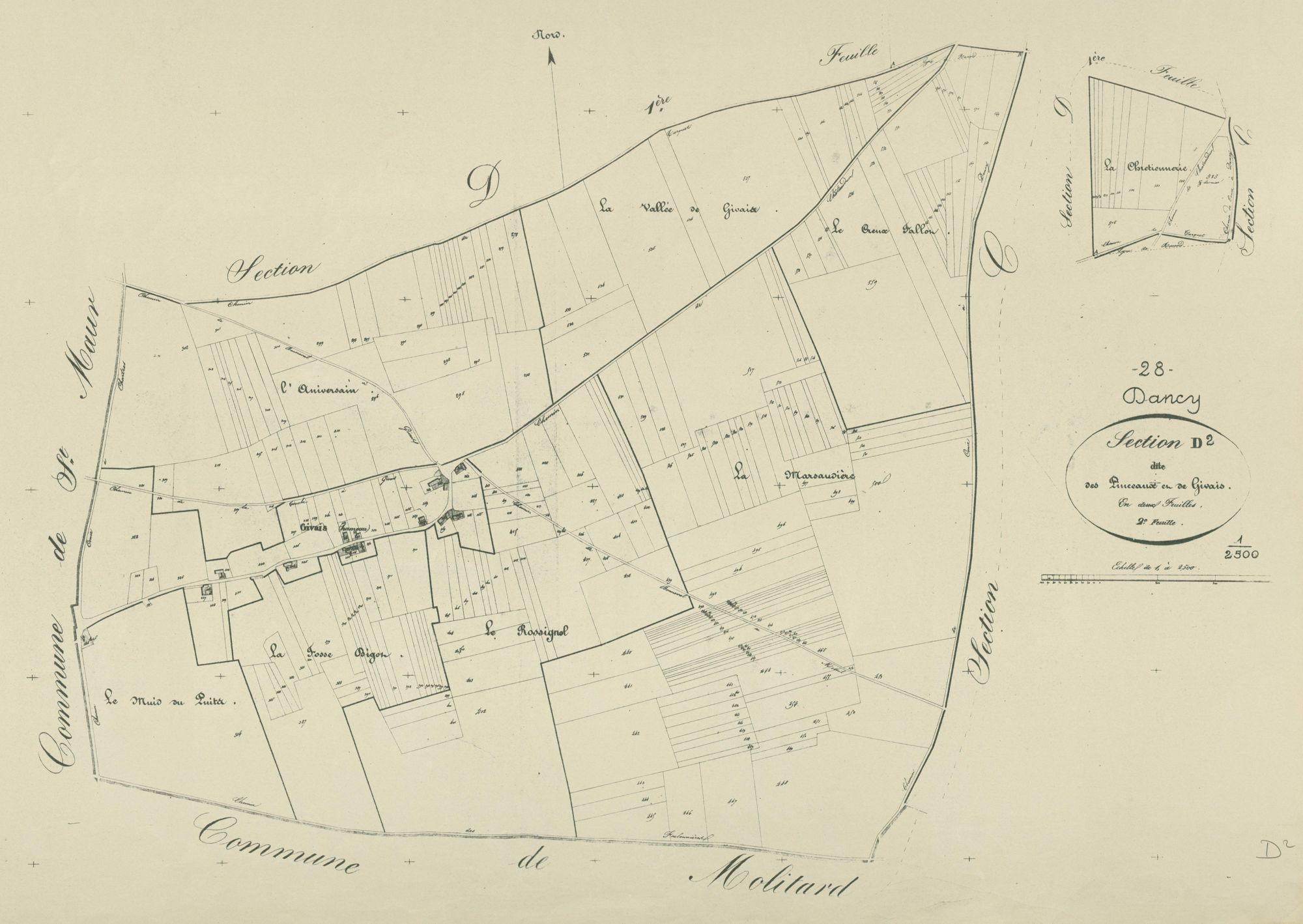 Section D, les Pinceaux et Givais, feuille 2.