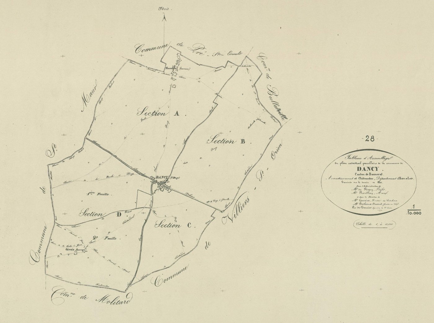 Tableau d'assemblage du plan parcellaire.