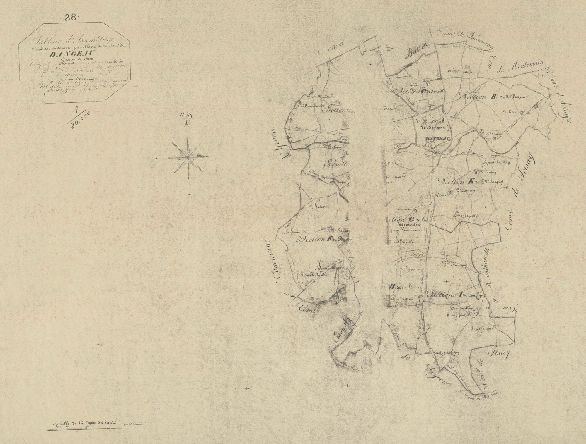 Tableau d'assemblage du plan parcellaire.