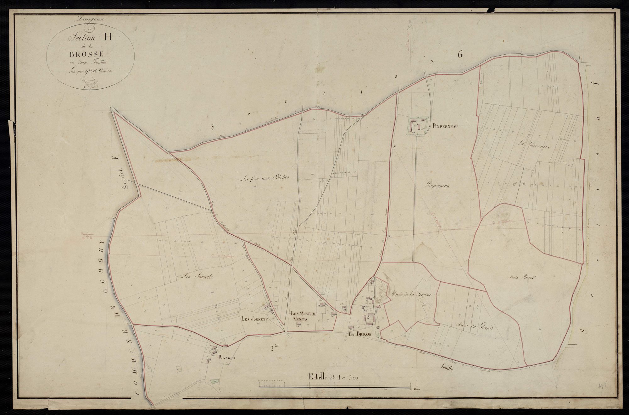 Section H, la Brosse, feuille 1 / Terminée sur le terrain par Monsieur Yvon, Géomètre.