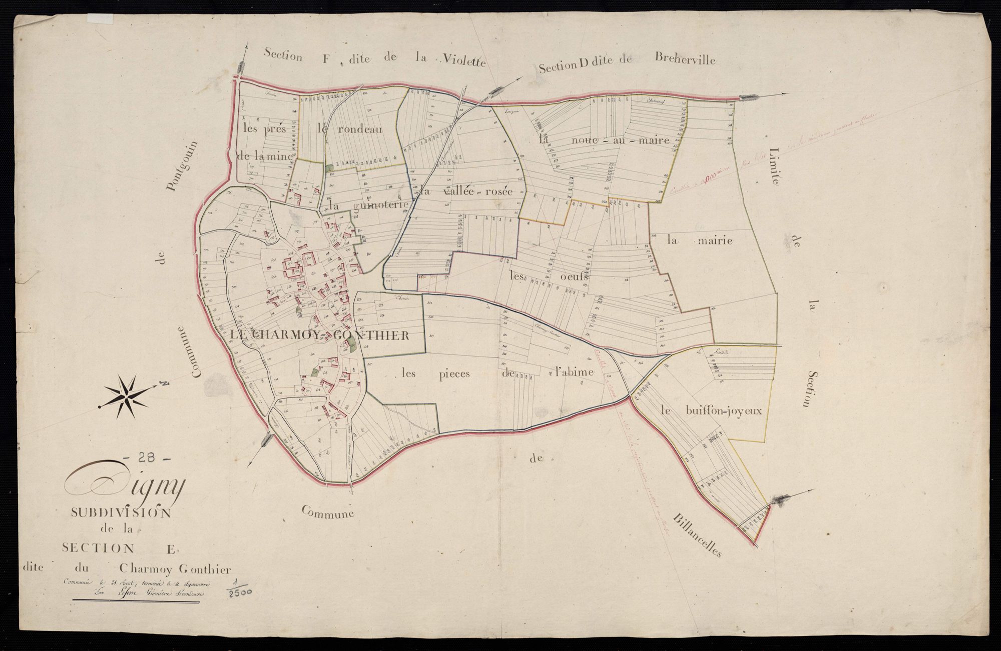 Subdivision de la section E, Charmoy-Gonthier.