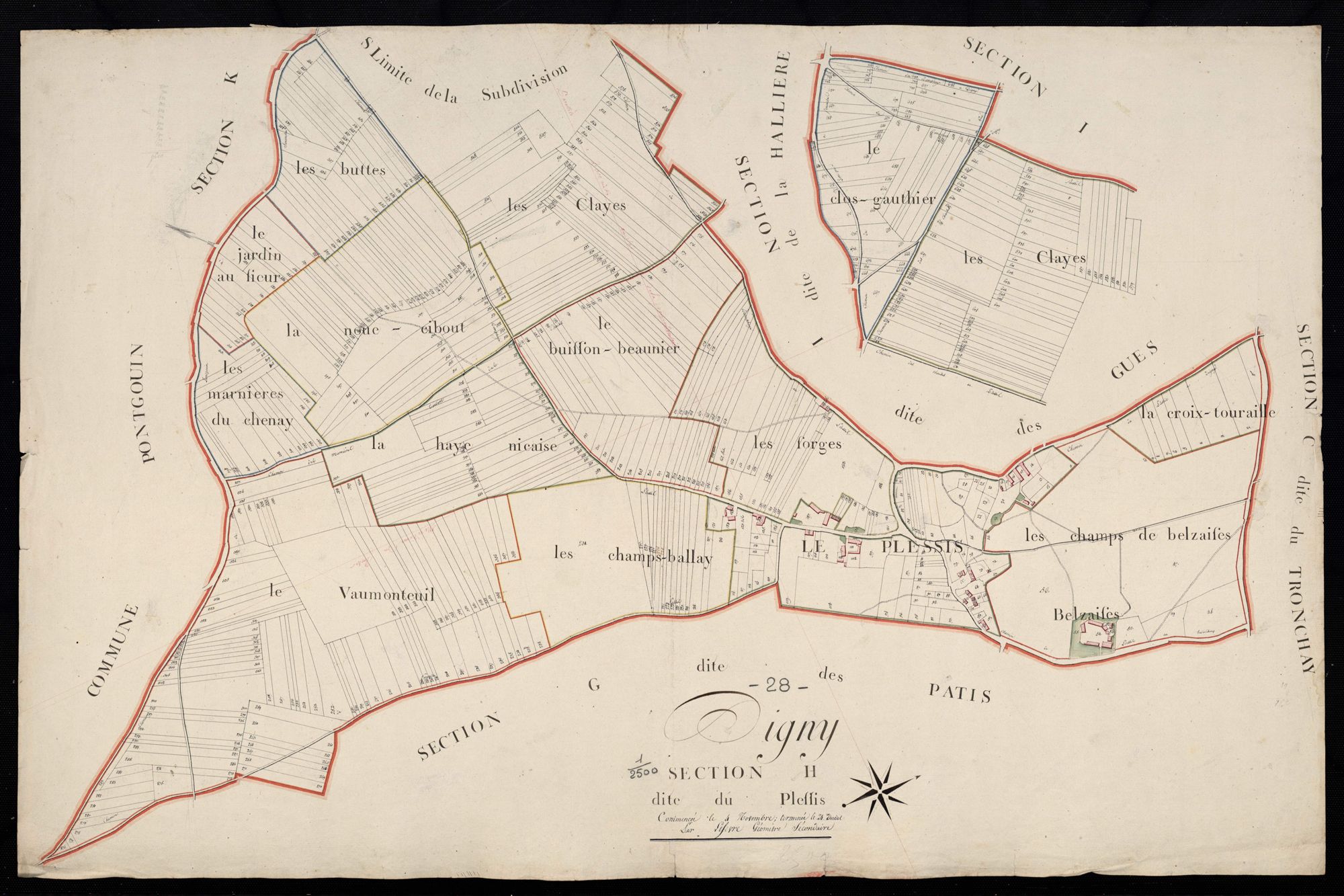 Section H, le Plessis / Terminée par Monsieur Lefèvre, Géomètre secondaire.