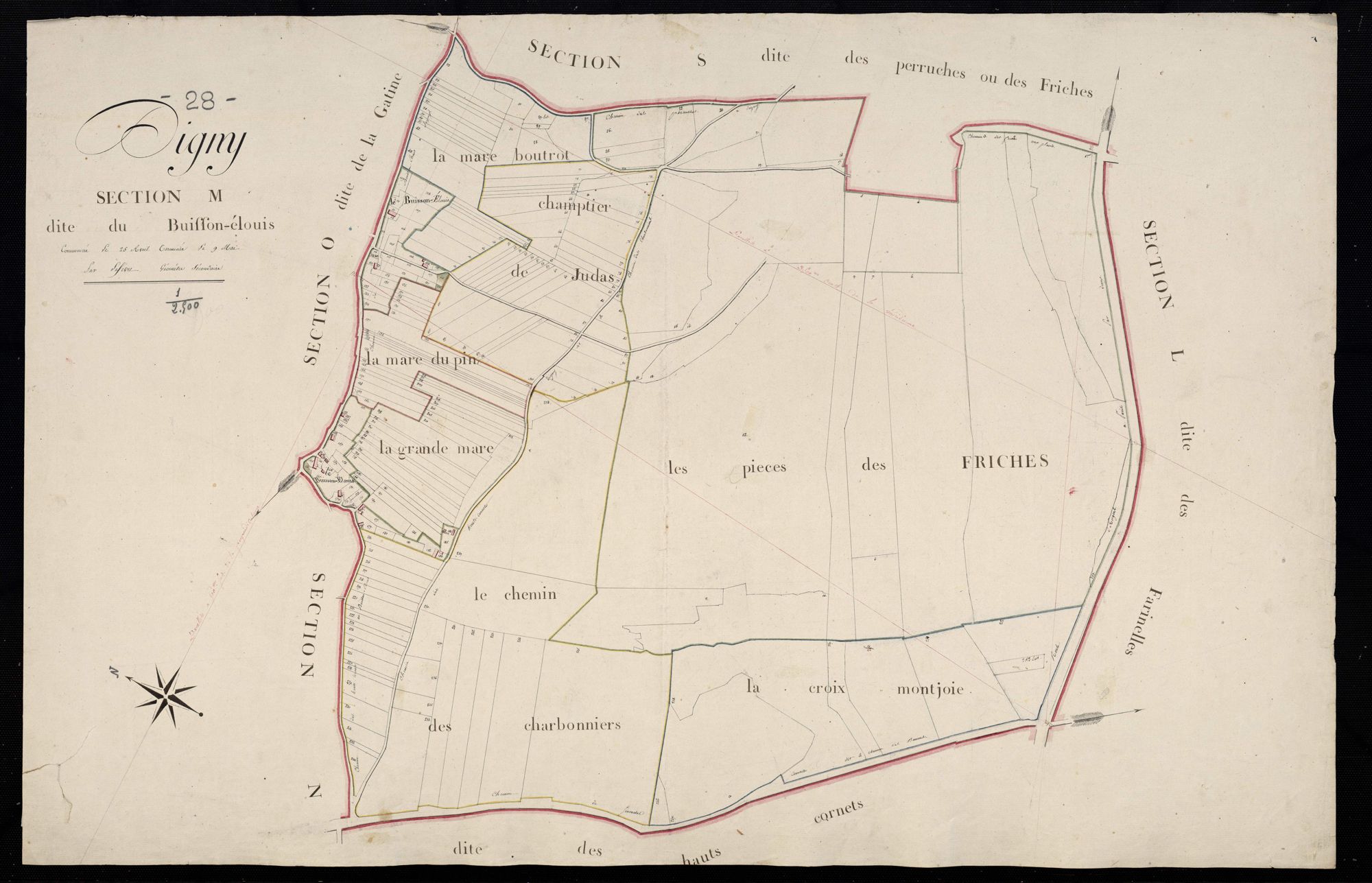 Section M, le Buisson-Elouis / Terminée par Monsieur Lefèvre, Géomètre secondaire.