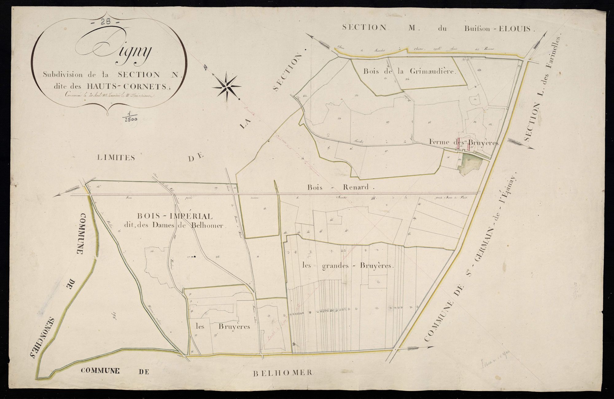Subdivision de la section N, les Hauts-Cornets.