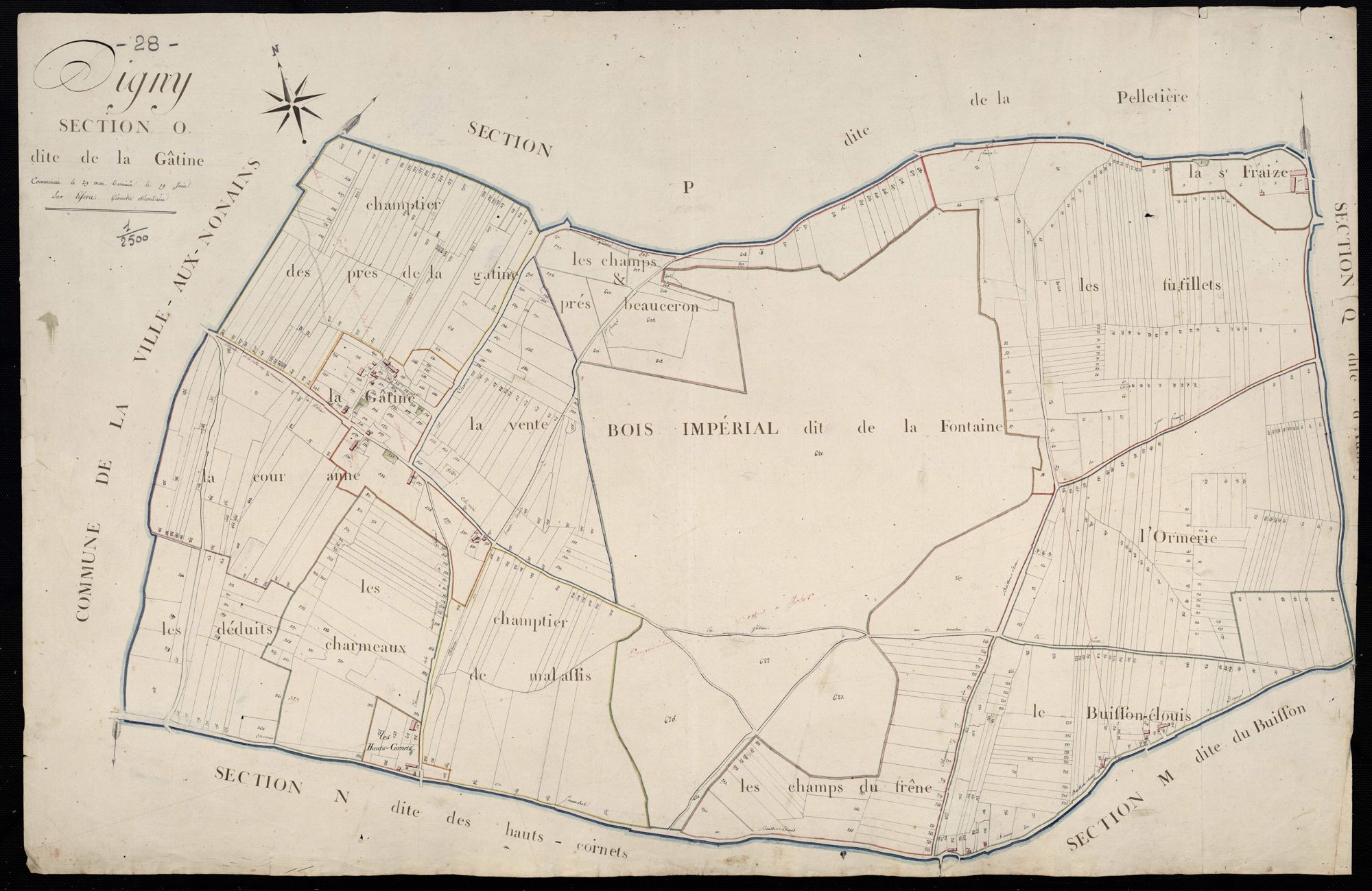 Section O, la Gâtine / Terminée par Monsieur Lefèvre, Géomètre secondaire.