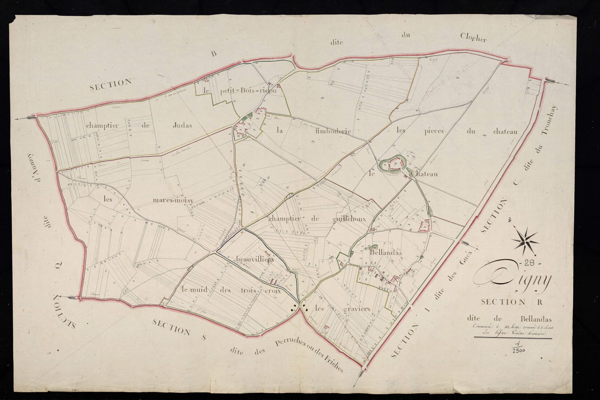 Section R, Bellandas / Terminée par Monsieur Lefèvre, Géomètre secondaire.