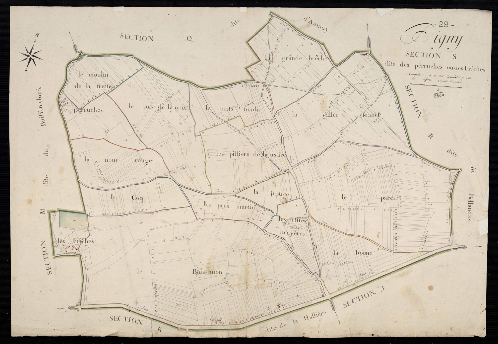 Section S, les Perruches ou les Friches / Terminée par Monsieur Lefèvre, Géomètre secondaire.