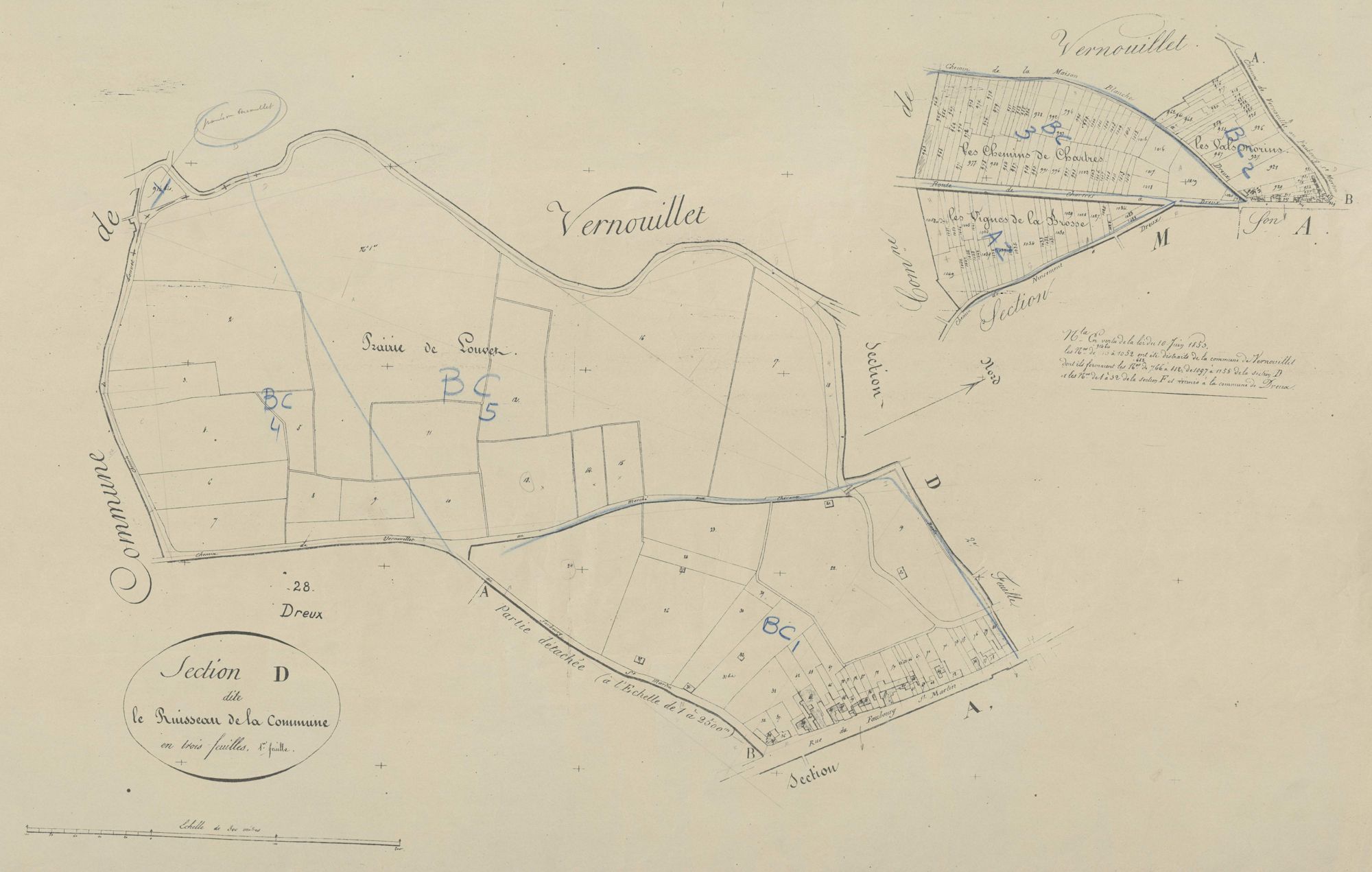 Section D, le Ruisseau de la Commune, feuille 1.