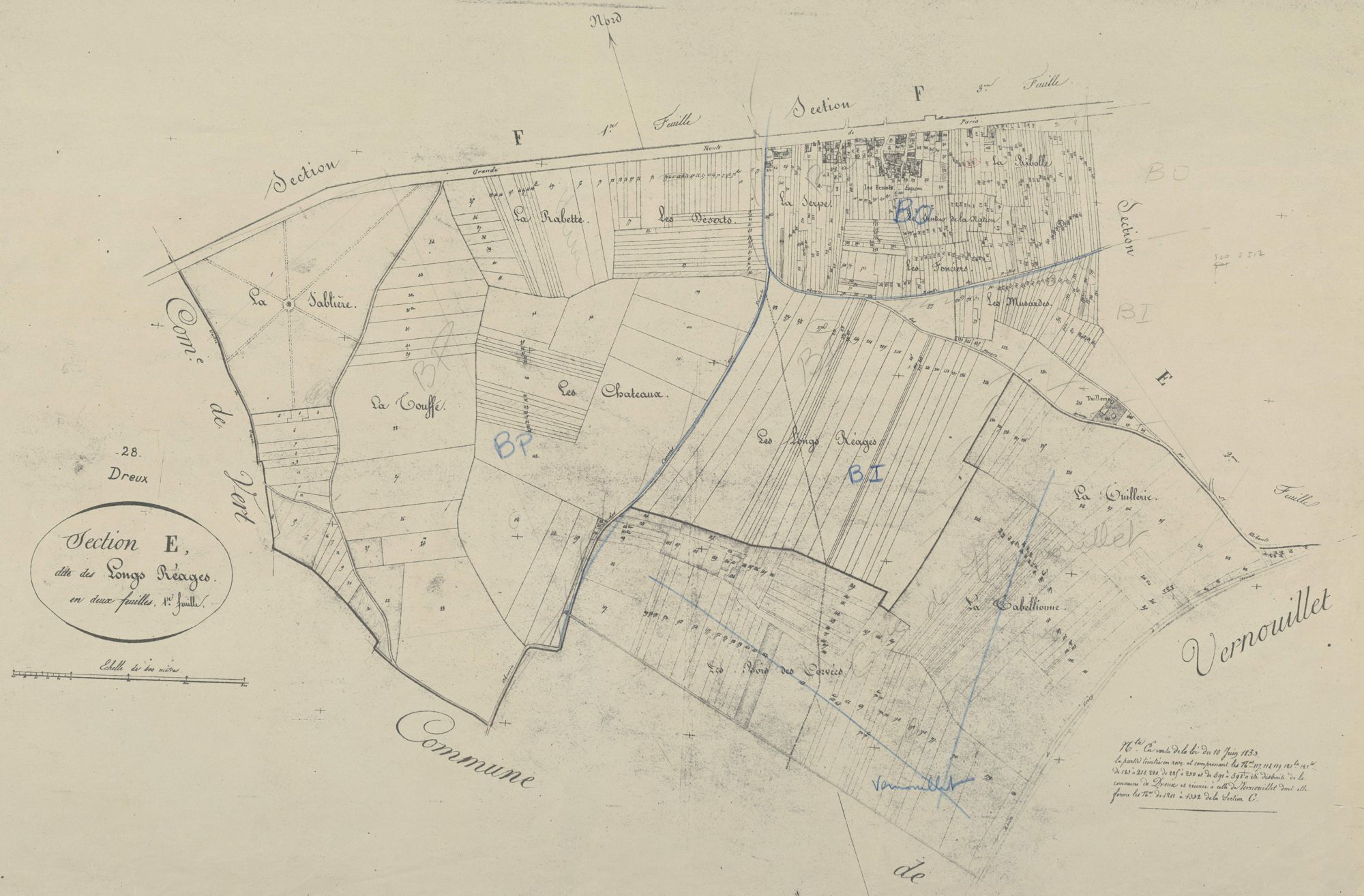 Section E, les Longs Réages, feuille 1.