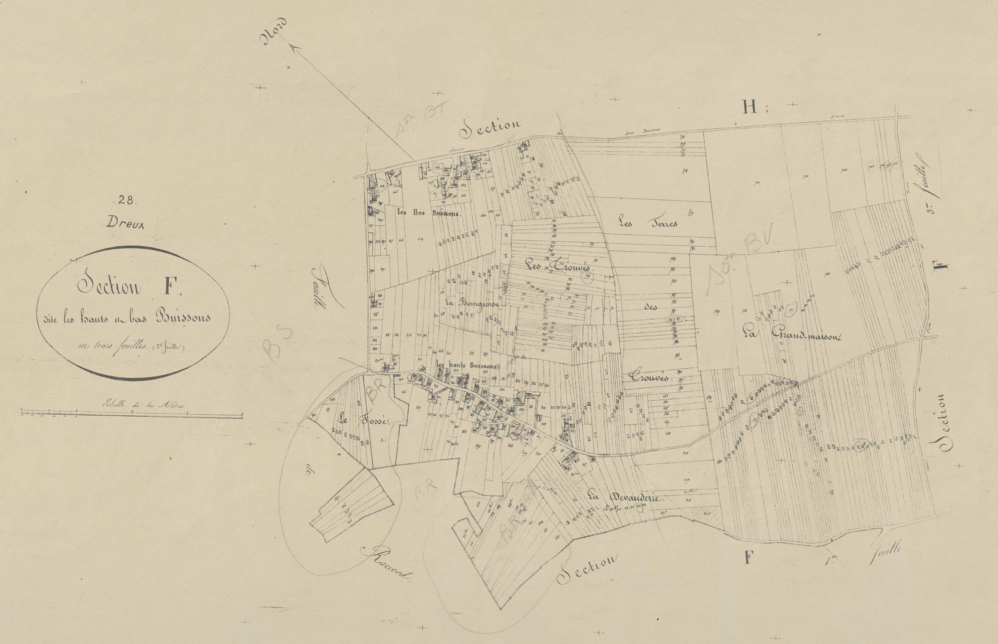 Section F, les Hauts et Bas Buissons, feuille 2.