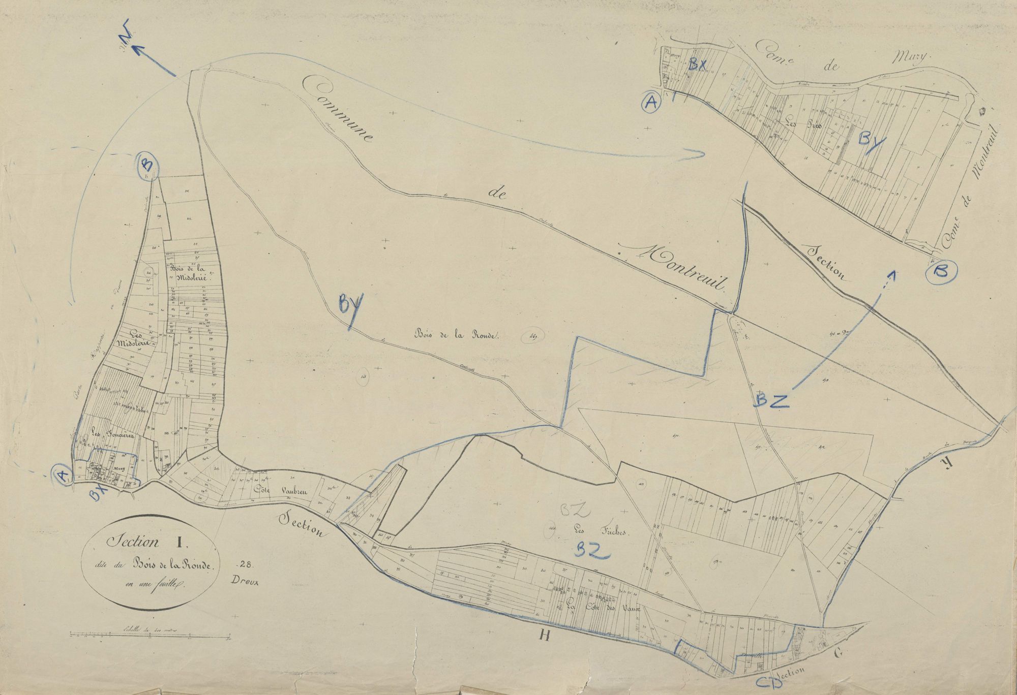Section I, le Bois de la Ronde, en une feuille.