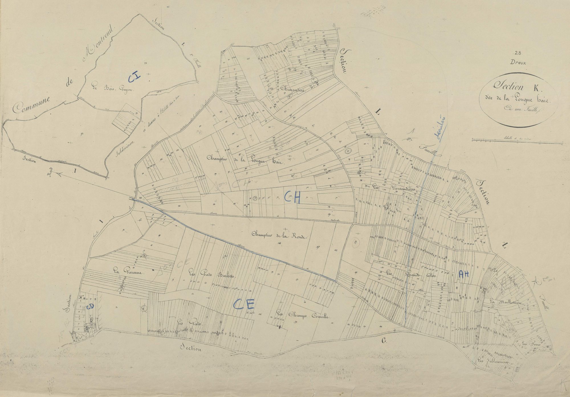 Section K, la Longue Haie, en une feuille.