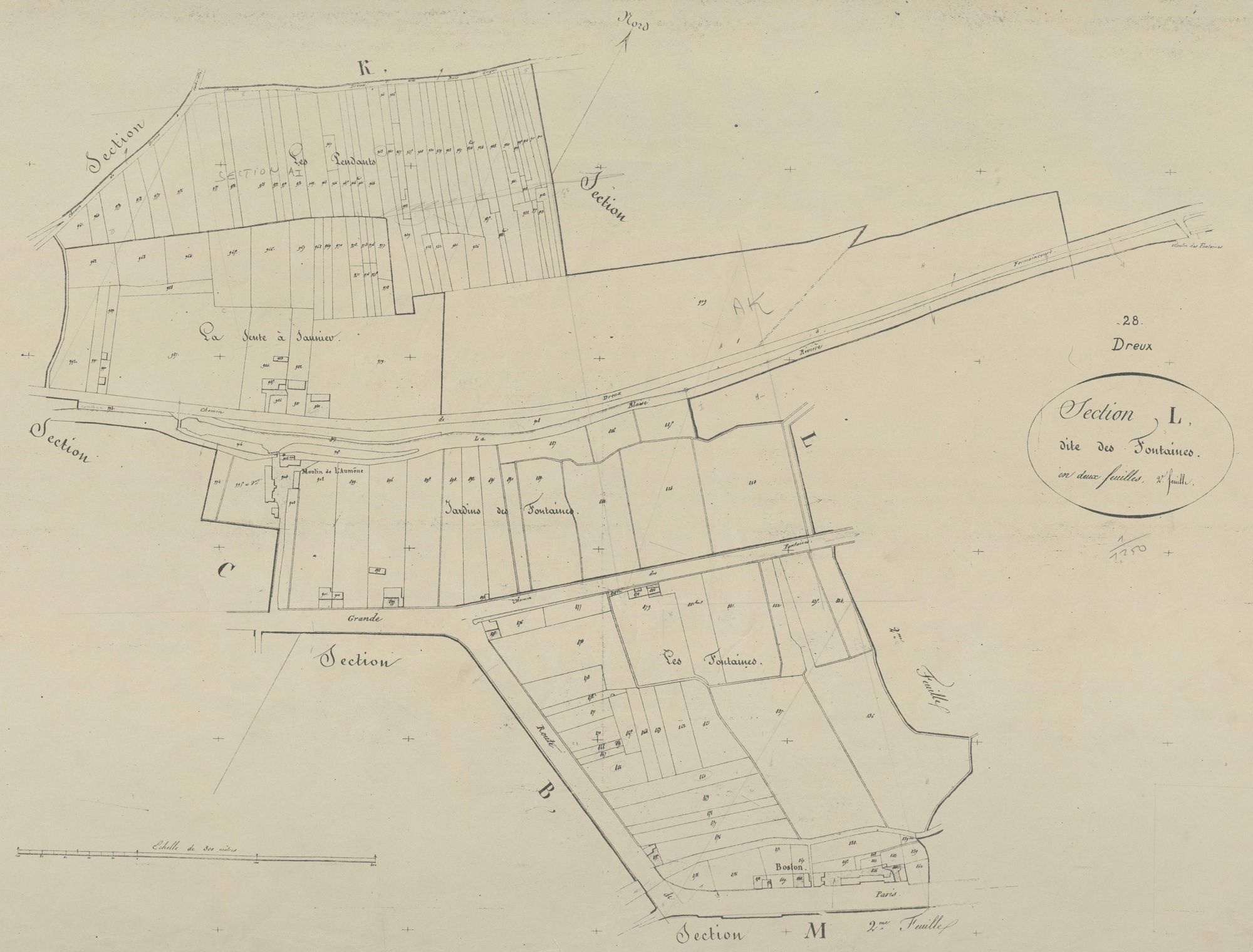 Section L, les Fontaines, feuille 2.