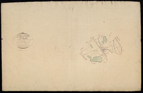 Tableau d'assemblage du plan cadastral parcellaire de la commune d'Ecluzelles, Canton de Dreux, Arrondissement de Dreux / Terminé sur le terrain en 1829 (...) par Monsieur Démoulin, Géomètre de 1ère classe.