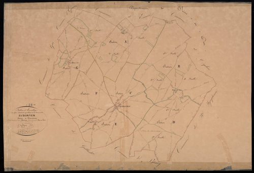 Tableau d'assemblage du plan cadastral parcellaire de la commune de Ecrosnes, Canton de Maintenon, Arrondissement de Chartres / Terminé sur le terrain en 1833 (...) par Monsieur Girardot, Géomètre de 1ère classe.
