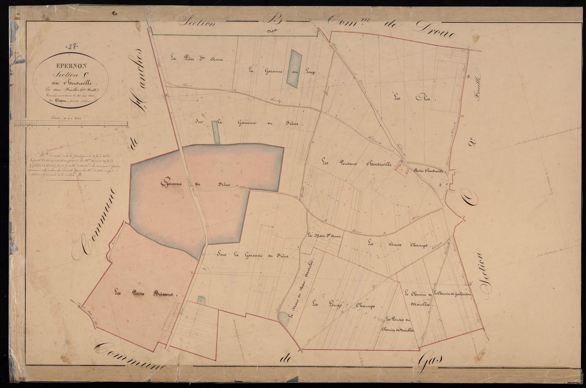 Section C, Houdreville, feuille 1 / Terminée sur le terrain par Monsieur Tissot, Géomètre secondaire.