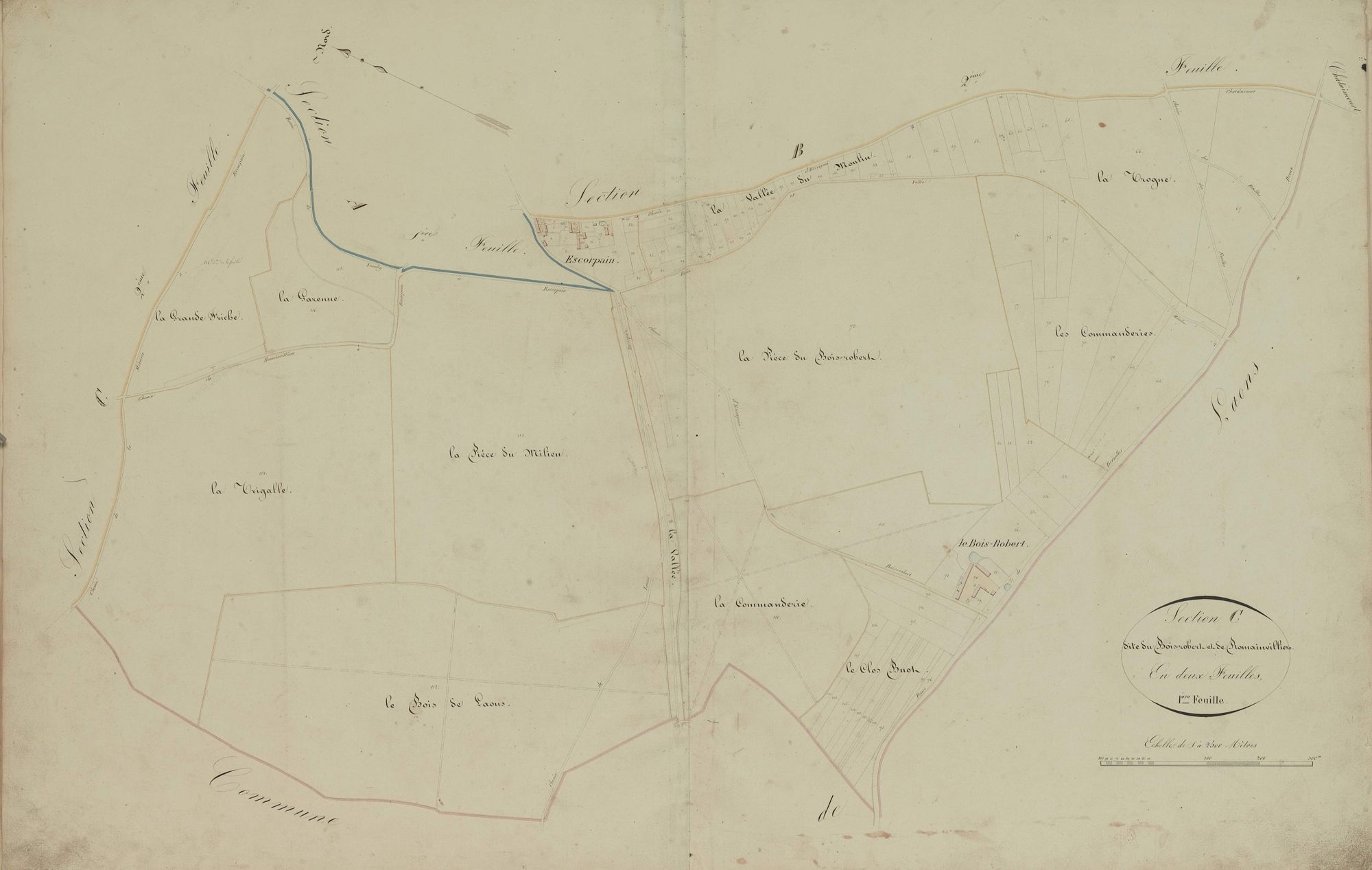 Section C, le Bois-Robert et Romainvilliers, feuille 1.