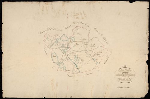 Tableau d'assemblage du plan cadastral parcellaire de la commune d'Escorpain, Canton de Brézolles, Arrondissement de Dreux / Terminé sur le terrain en 1837 (...) par Monsieur Chauveau, Géomètre de 1ère classe.