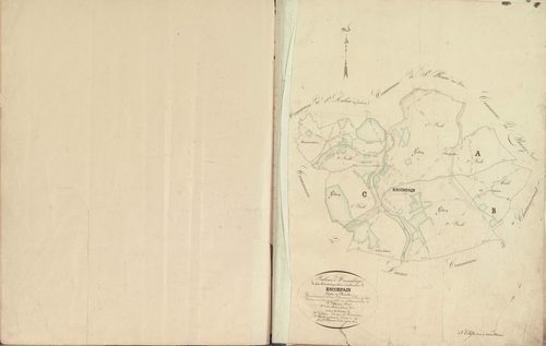 Tableau d'assemblage du plan cadastral parcellaire de la commune d'Escorpain, Canton de Brézolles, Arrondissement de Dreux / Terminé sur le terrain en 1837 (...) par Monsieur Chauveau, Géomètre de 1ère classe.