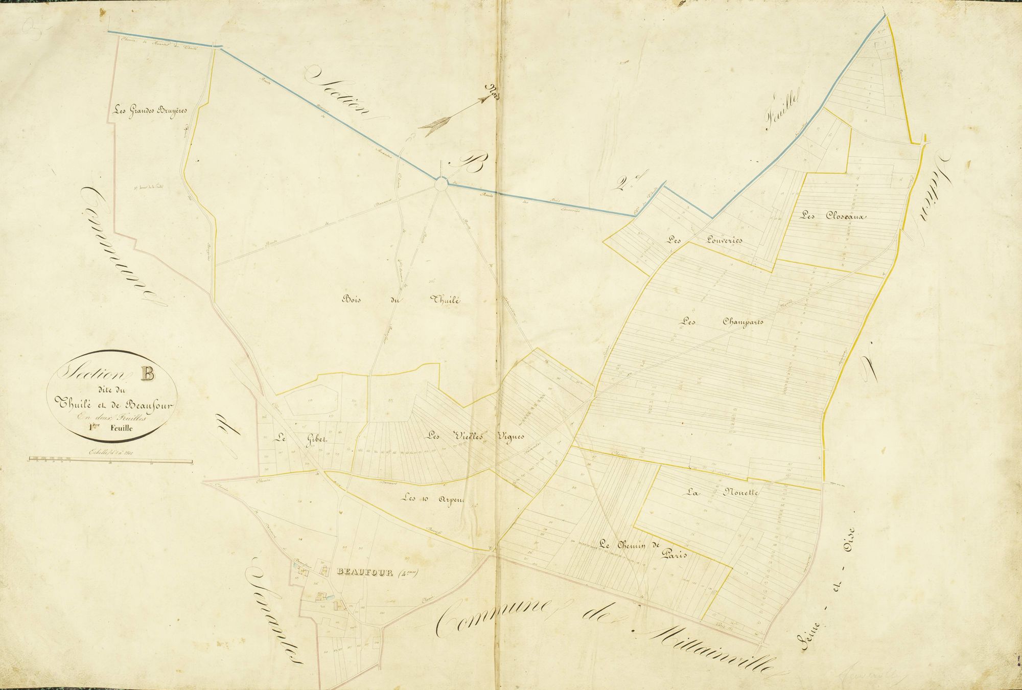 Section B, le Thuilé et Beaufour, feuille 1.