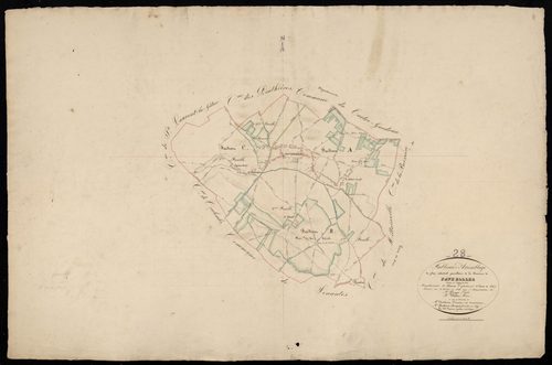 Tableau d'assemblage du plan cadastral parcellaire de la commune de Faverolles, Canton de Nogent-le-Roi, Arrondissement de Dreux / Terminé sur le terrain en 1834 (...) par Monsieur Tarnier, Géomètre de 1ère classe.