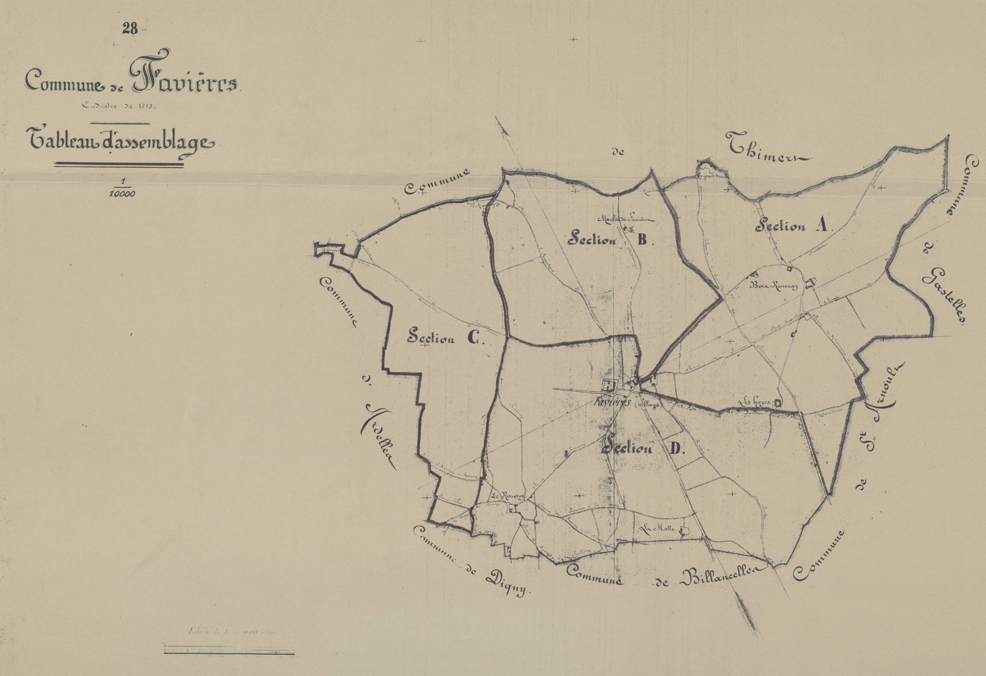 Tableau d'assemblage du plan parcellaire.