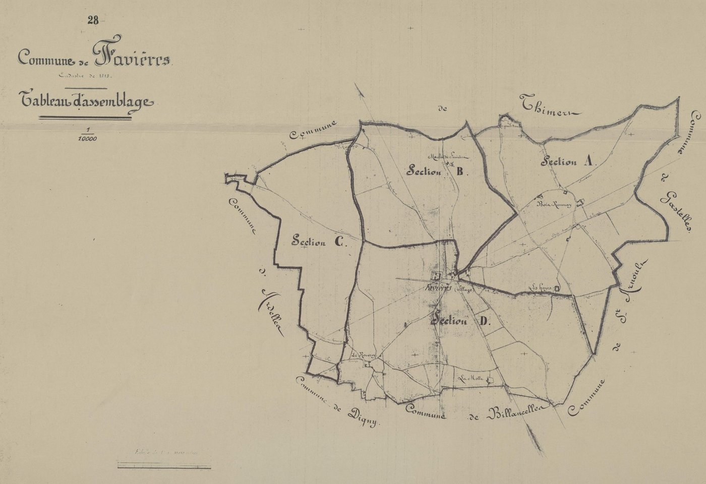 Tableau d'assemblage du plan parcellaire.