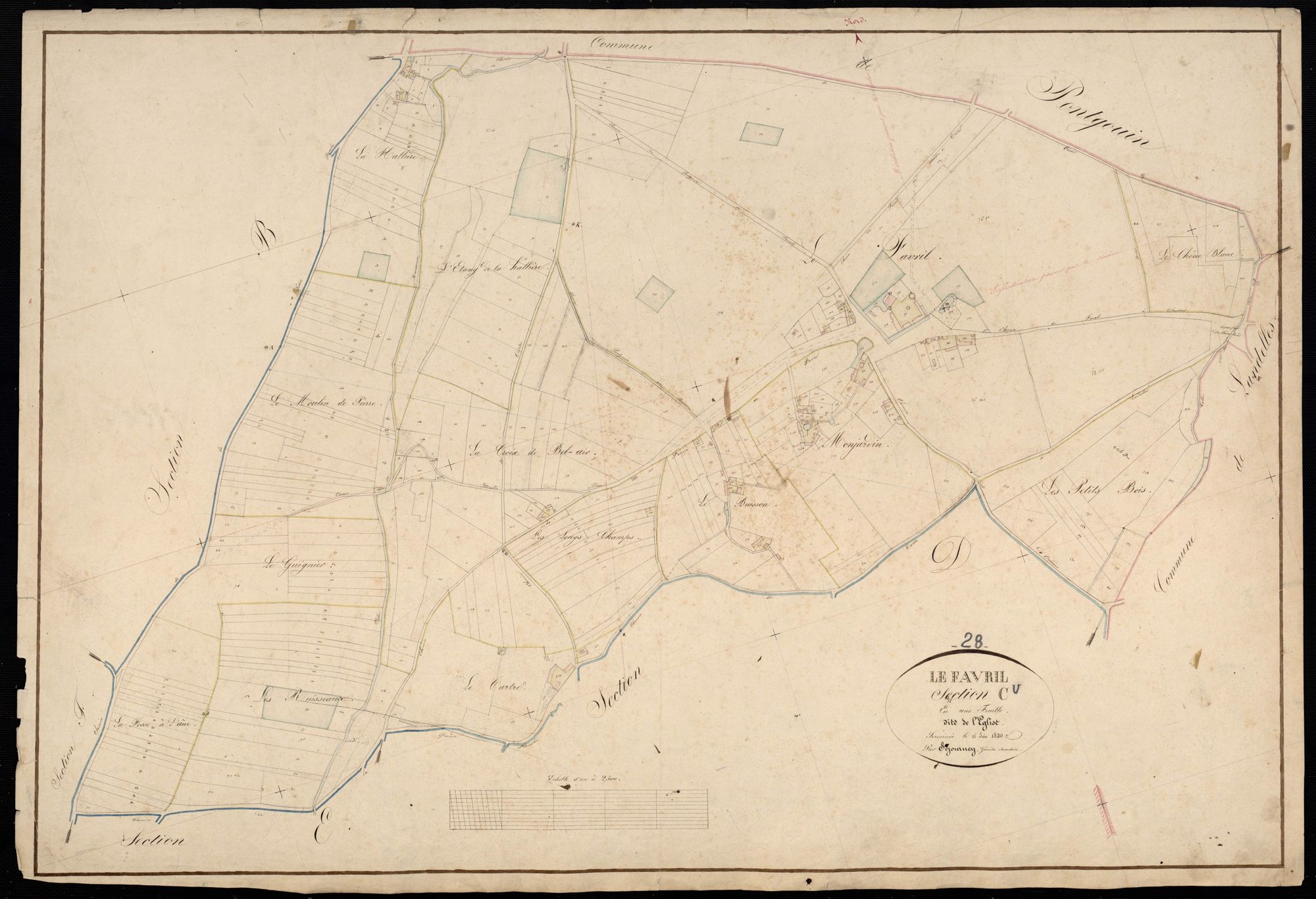 Section C, l'Eglise, en une feuille / Terminée par Monsieur Séjourney, Géomètre secondaire.